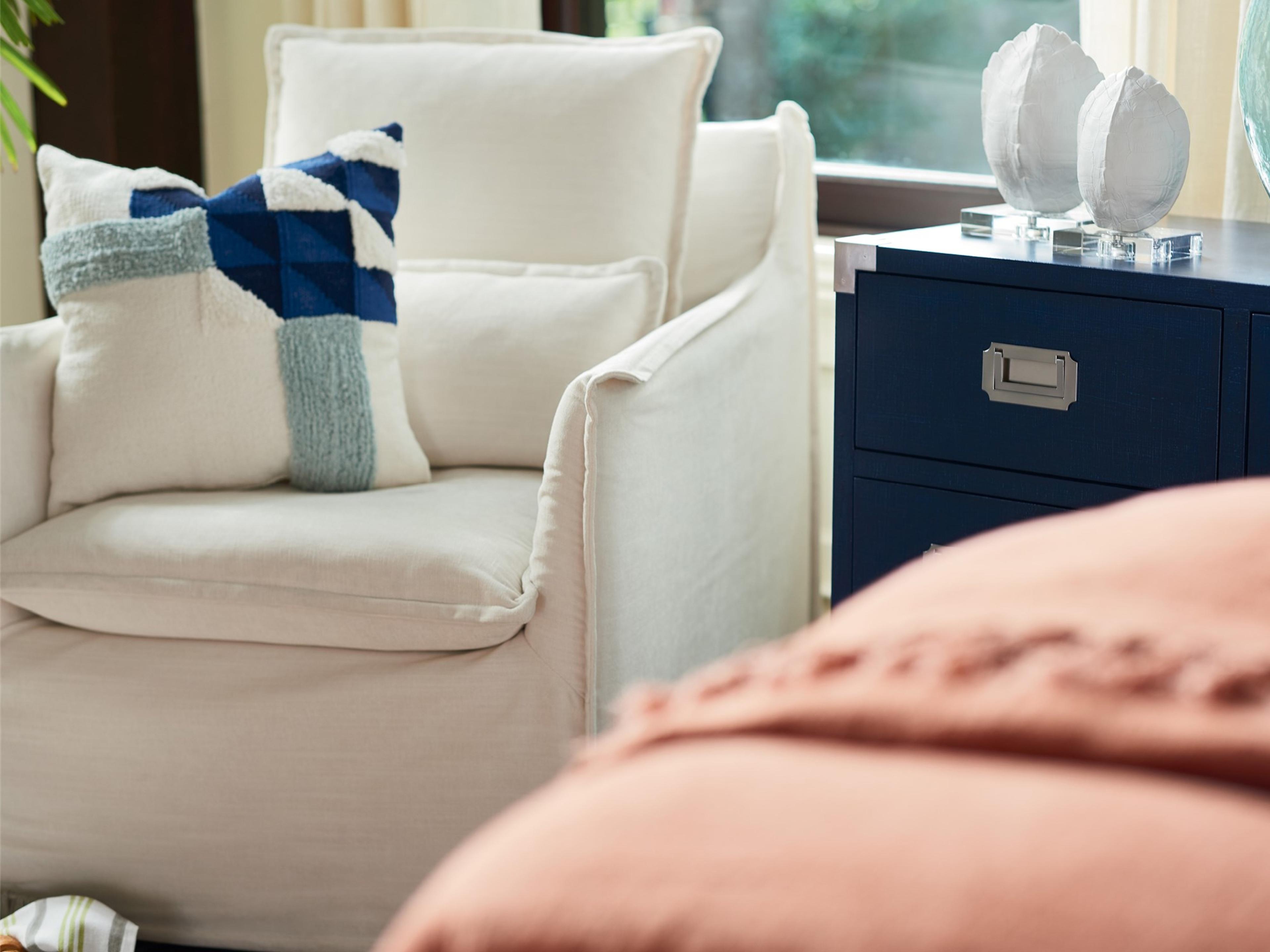 Universal Furniture Swivel White Fabric Accent Chair