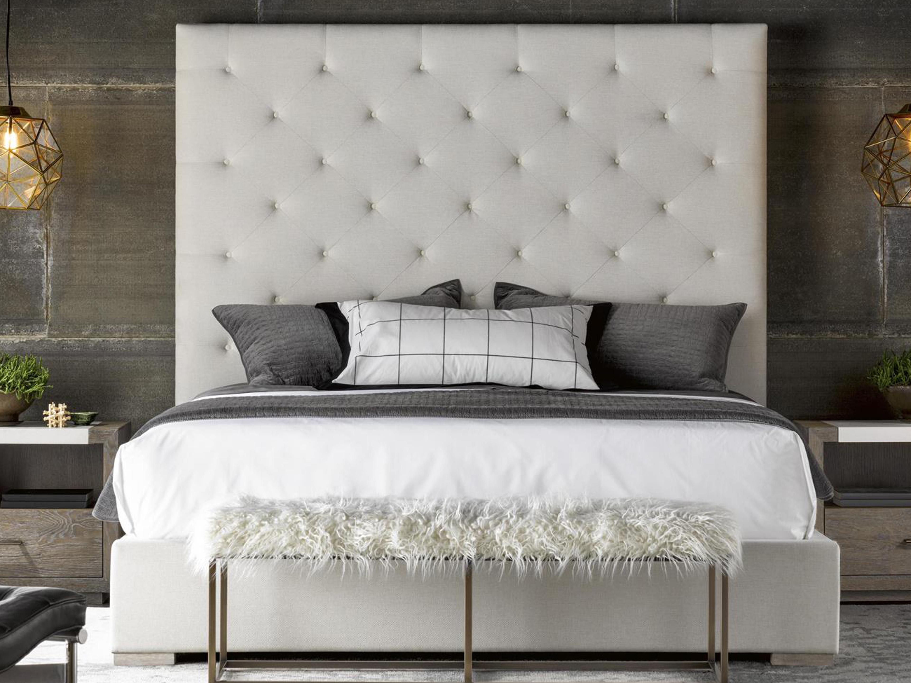 Universal Furniture Modern Brando Quartz White Upholstered King Platform Bed