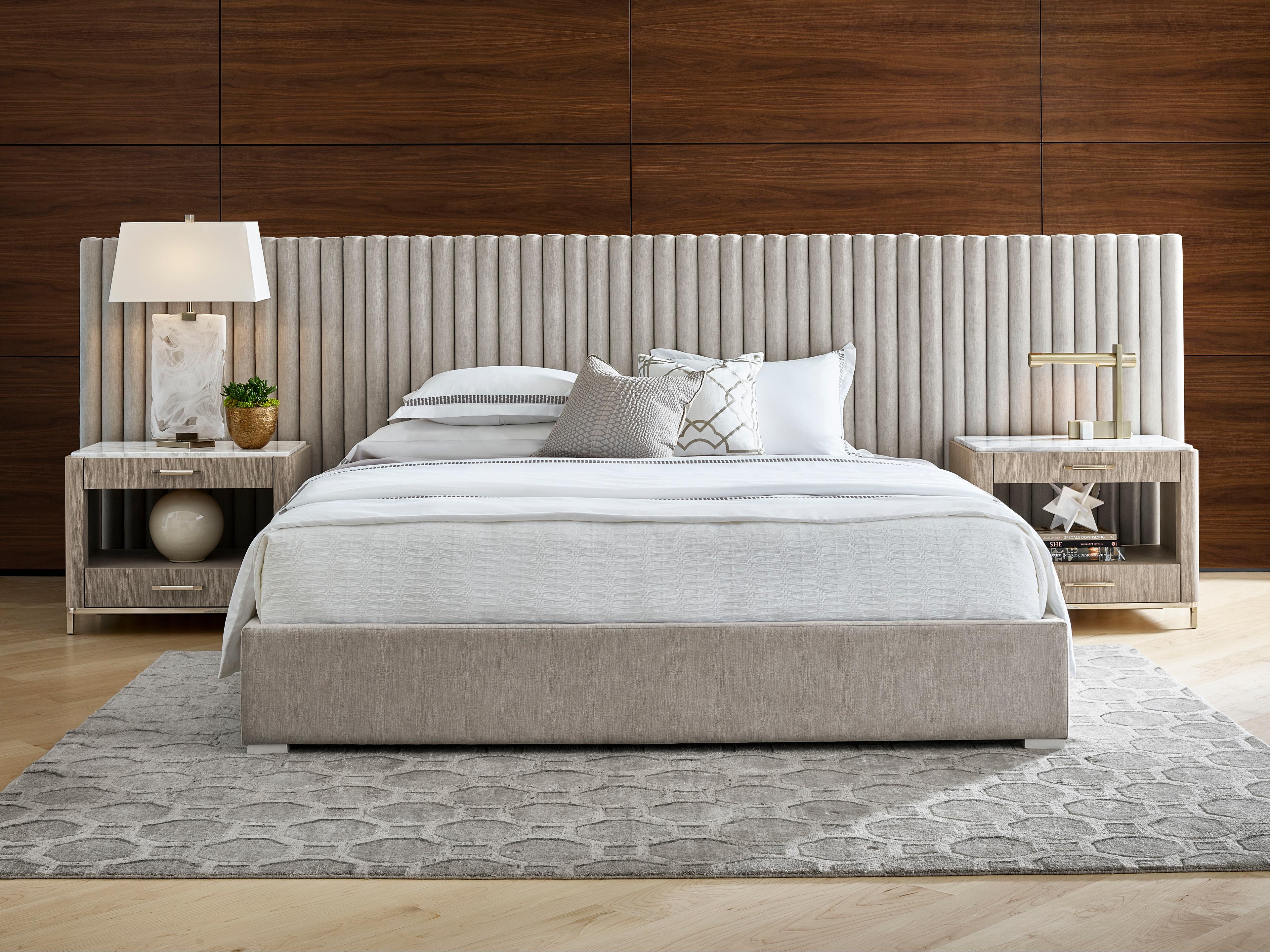 Universal Furniture Modern Decker Wall Crypton Sorrell Glacier Gray Upholstered Queen Platform Bed