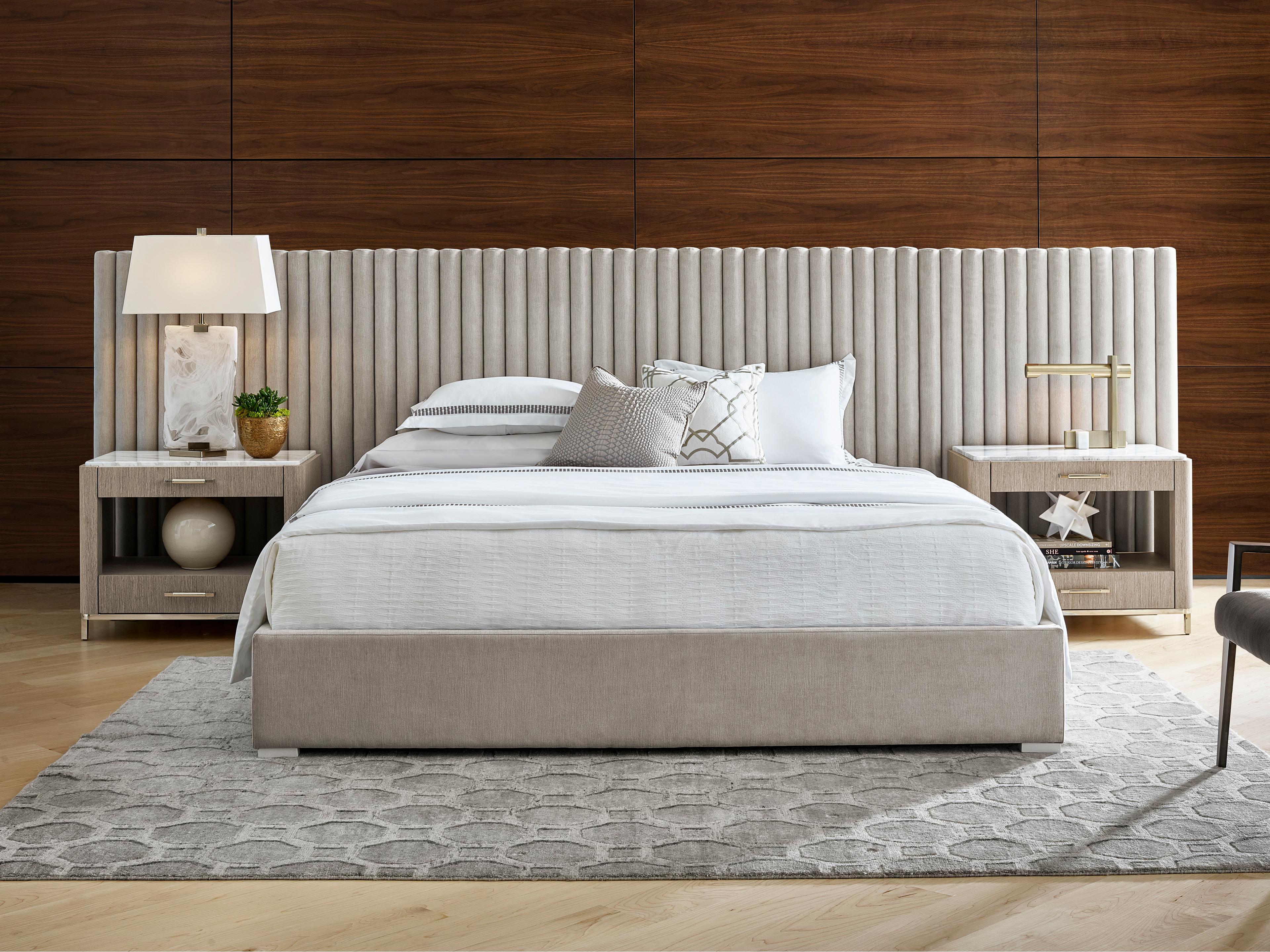 Universal Furniture Modern Decker Wall Crypton Sorrell Glacier Gray Upholstered King Platform Bed