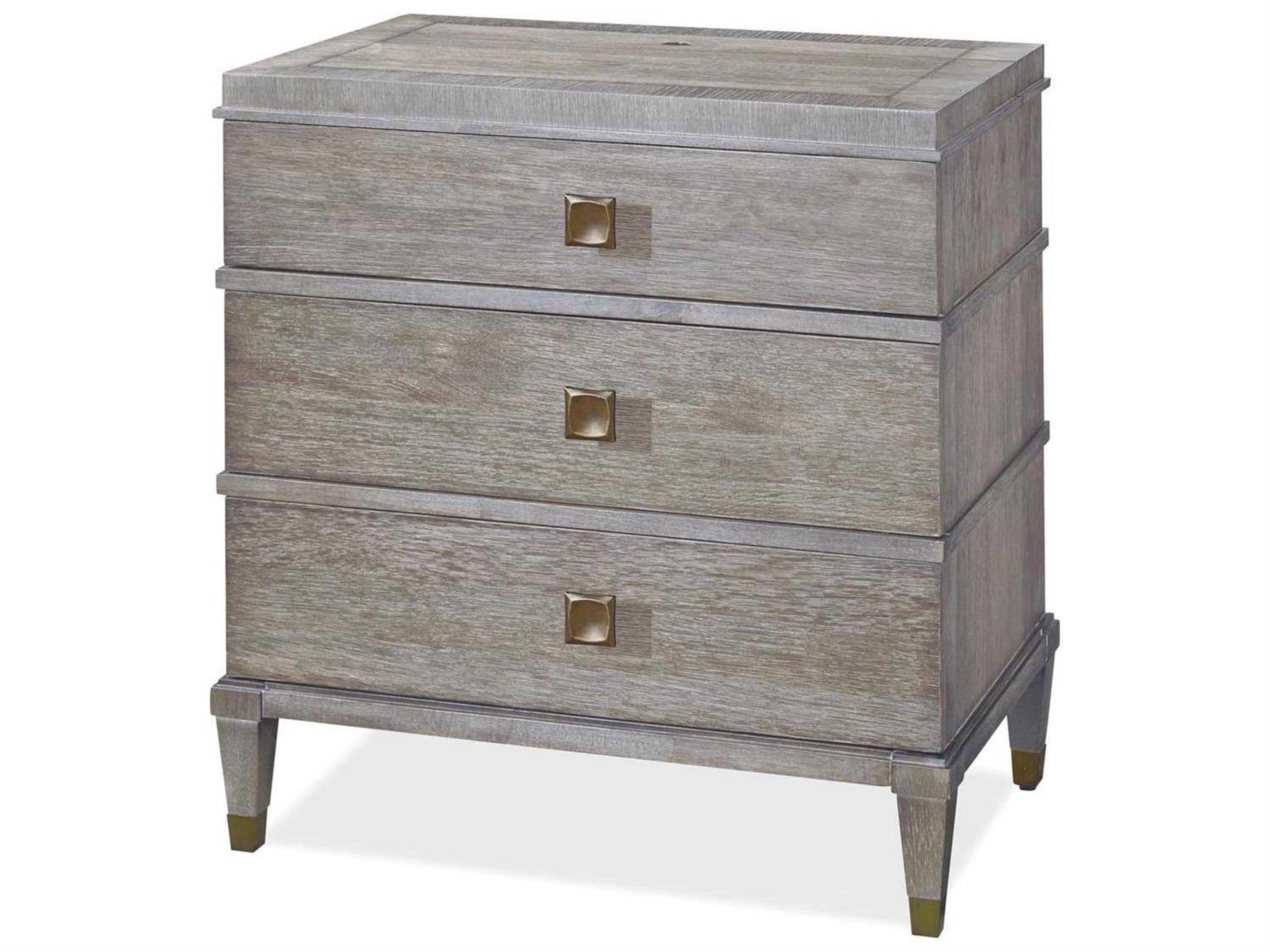 Playlist 3-Drawers Gray Hardwood Nightstand