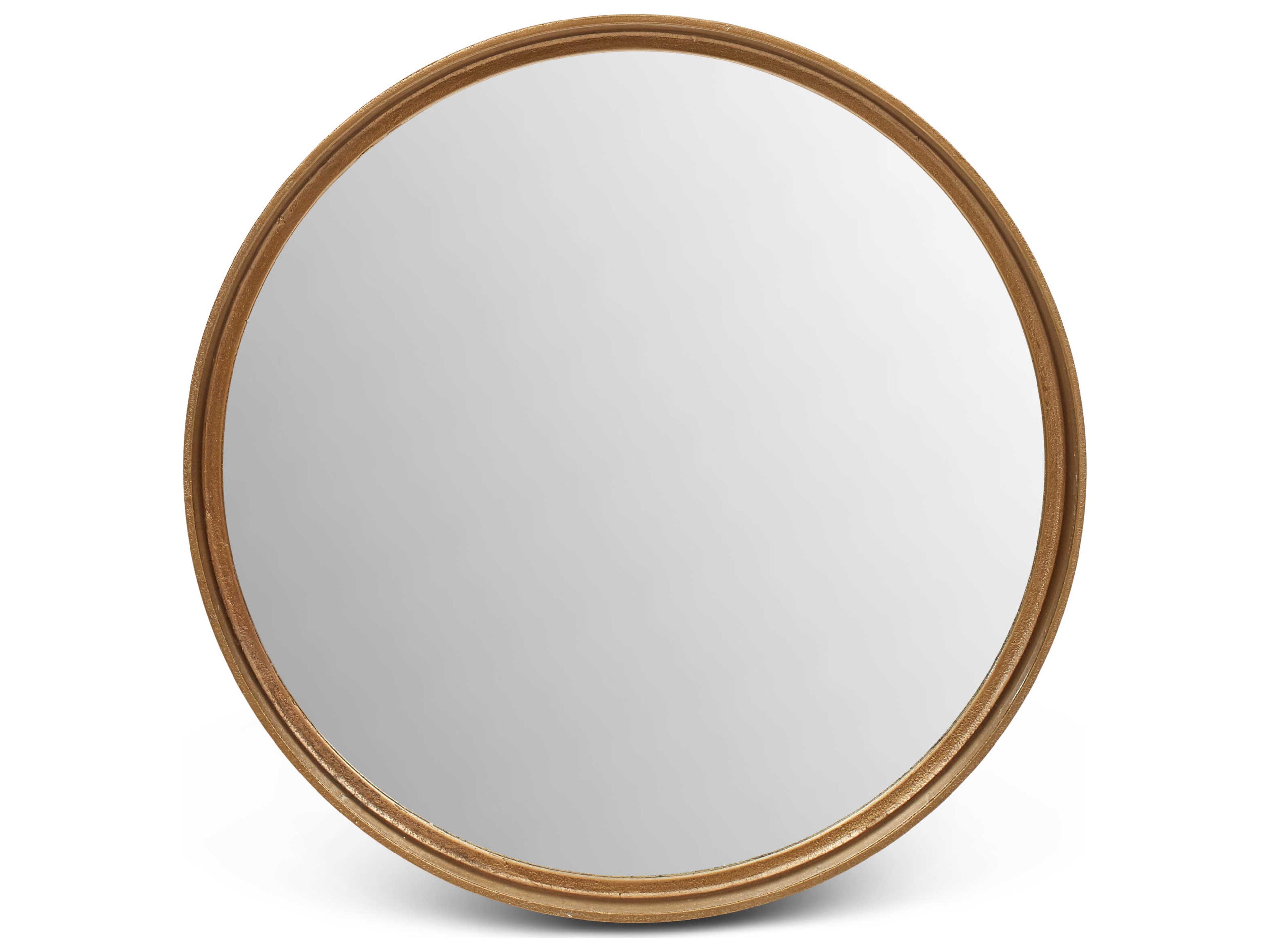 Samar Round Wall Mirror 23-Inch Antique Brass