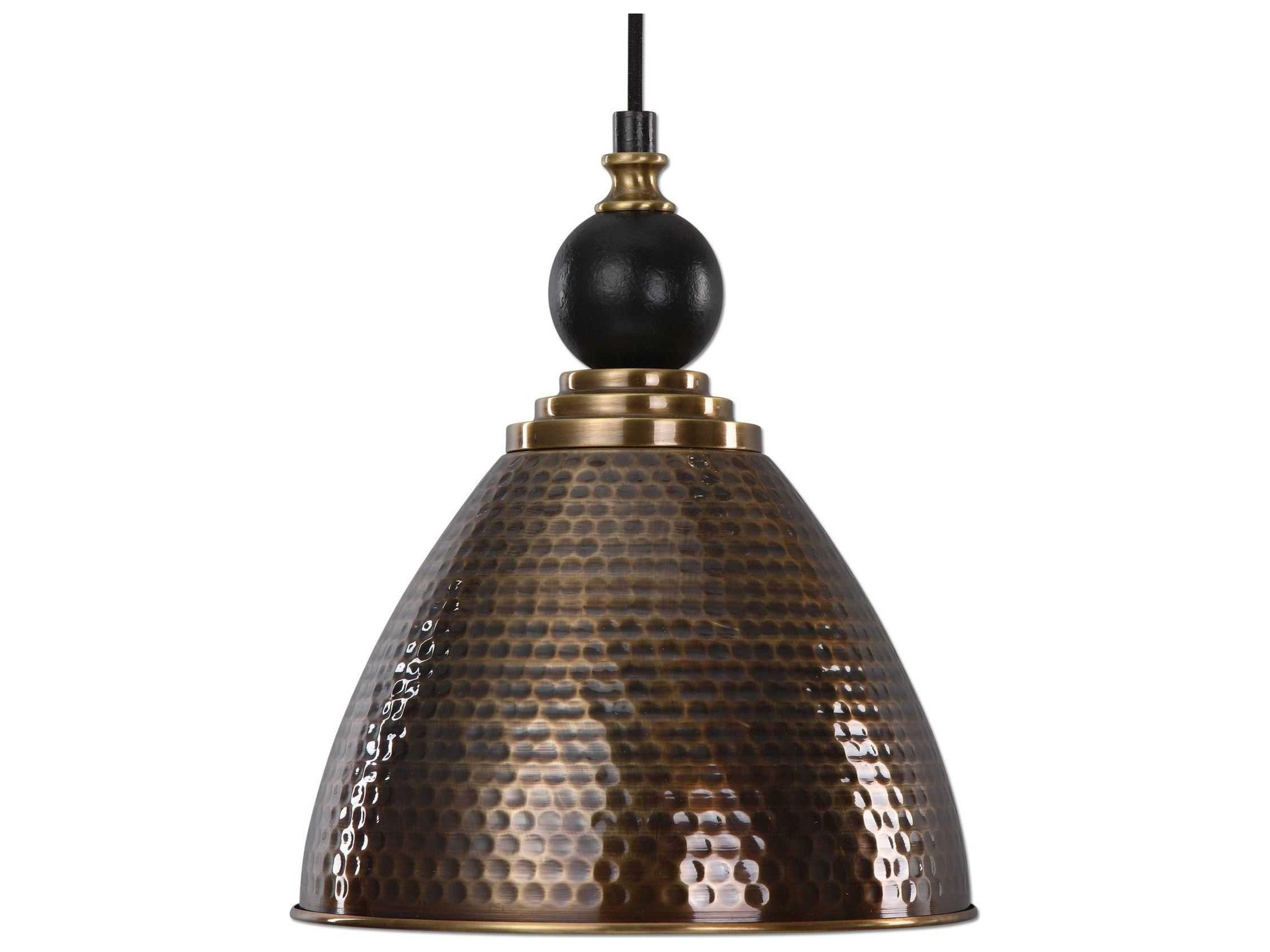 Adastra 1-Light Hammered Antique Brass Pendant