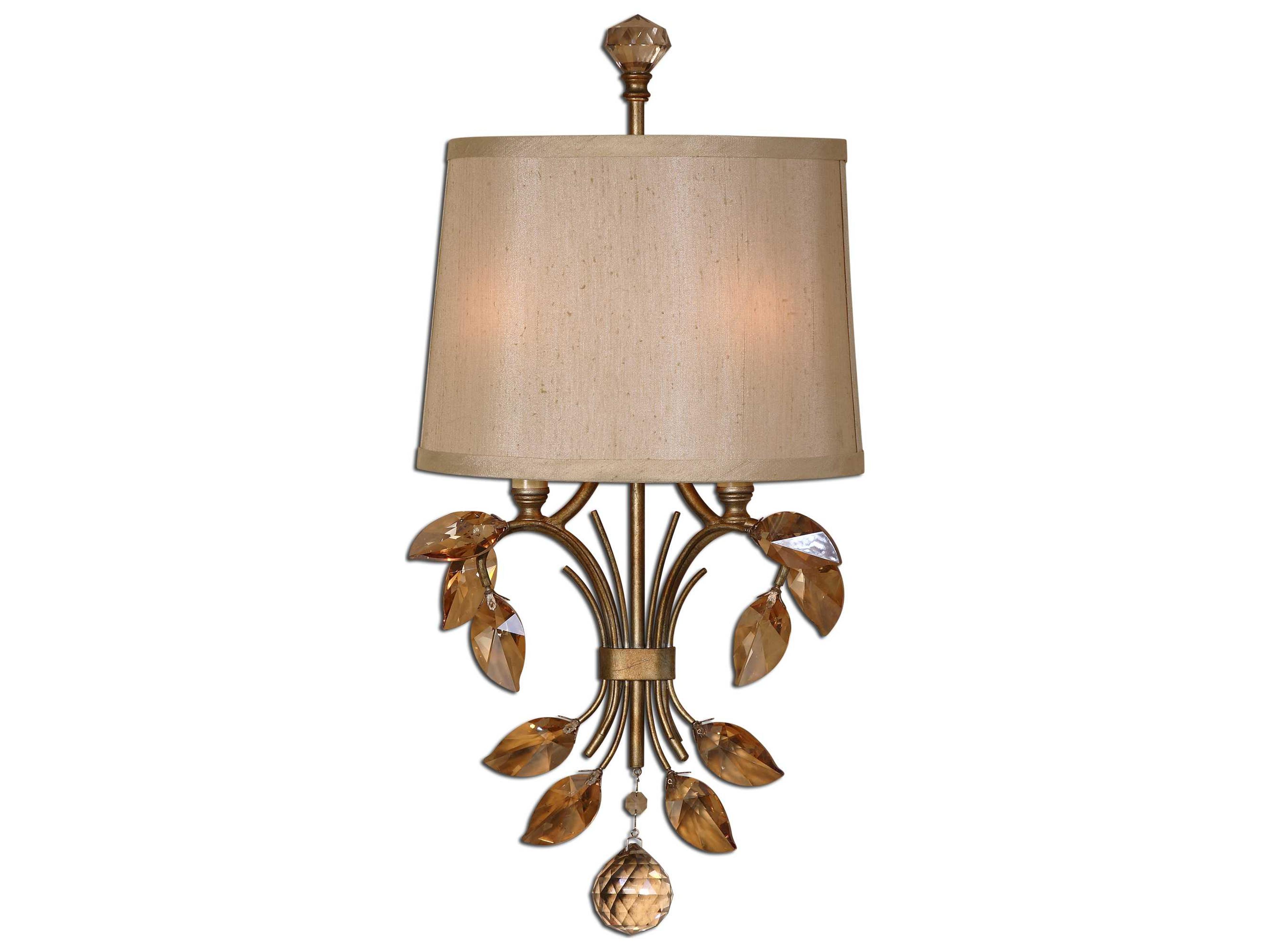 Alenya 2-Light Burnished Gold Crystal Wall Sconce