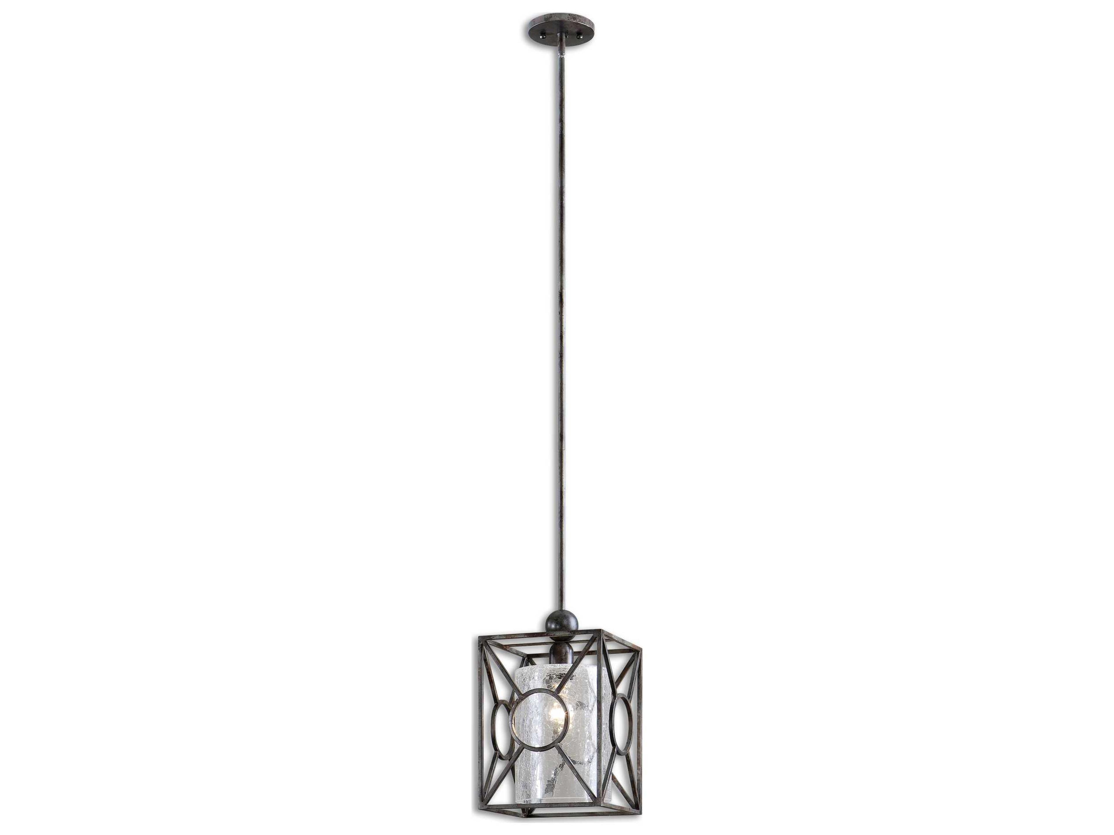 Arbela 1-Light Rust Black Glass Cylinder Mini Pendant