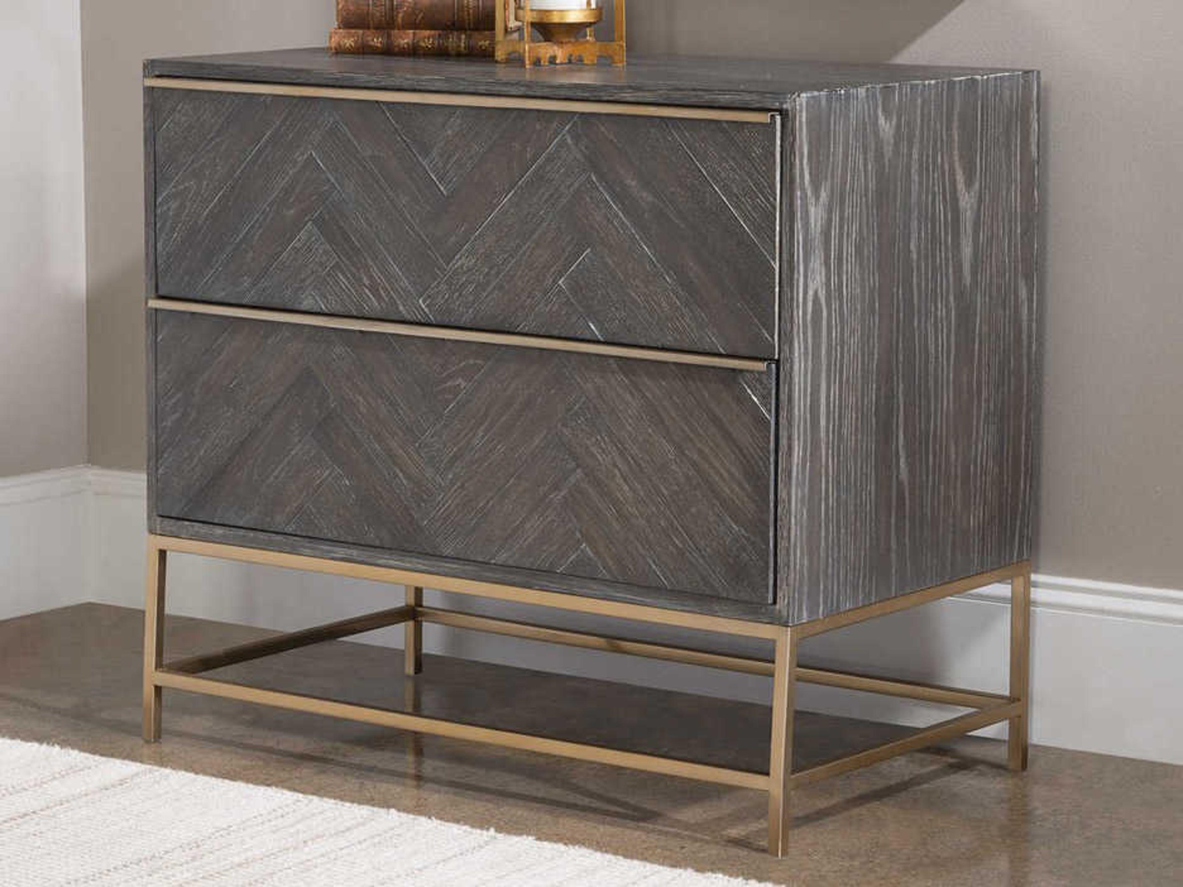 Uttermost Armistead Dark Walnut Brushed Brass Gold Oak Wood Accent Chest