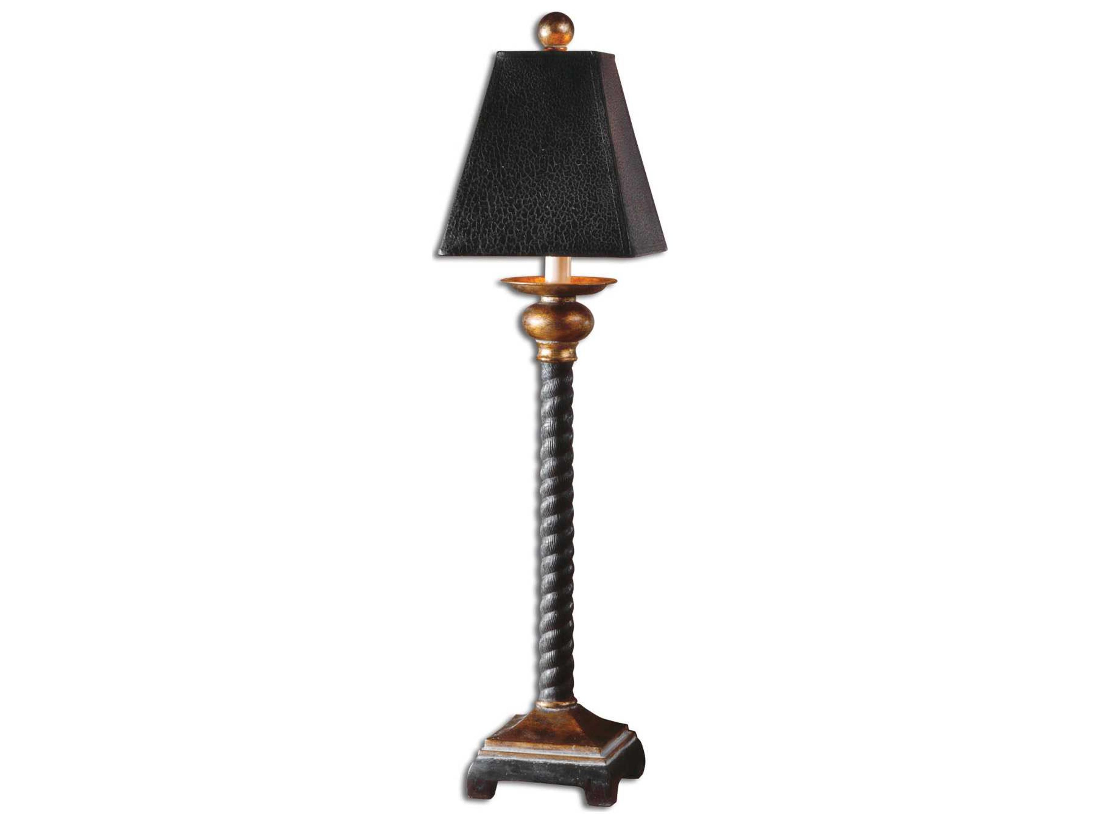 Bellcord One-Light Buffet Table Lamp in Matte Black and Bronze
