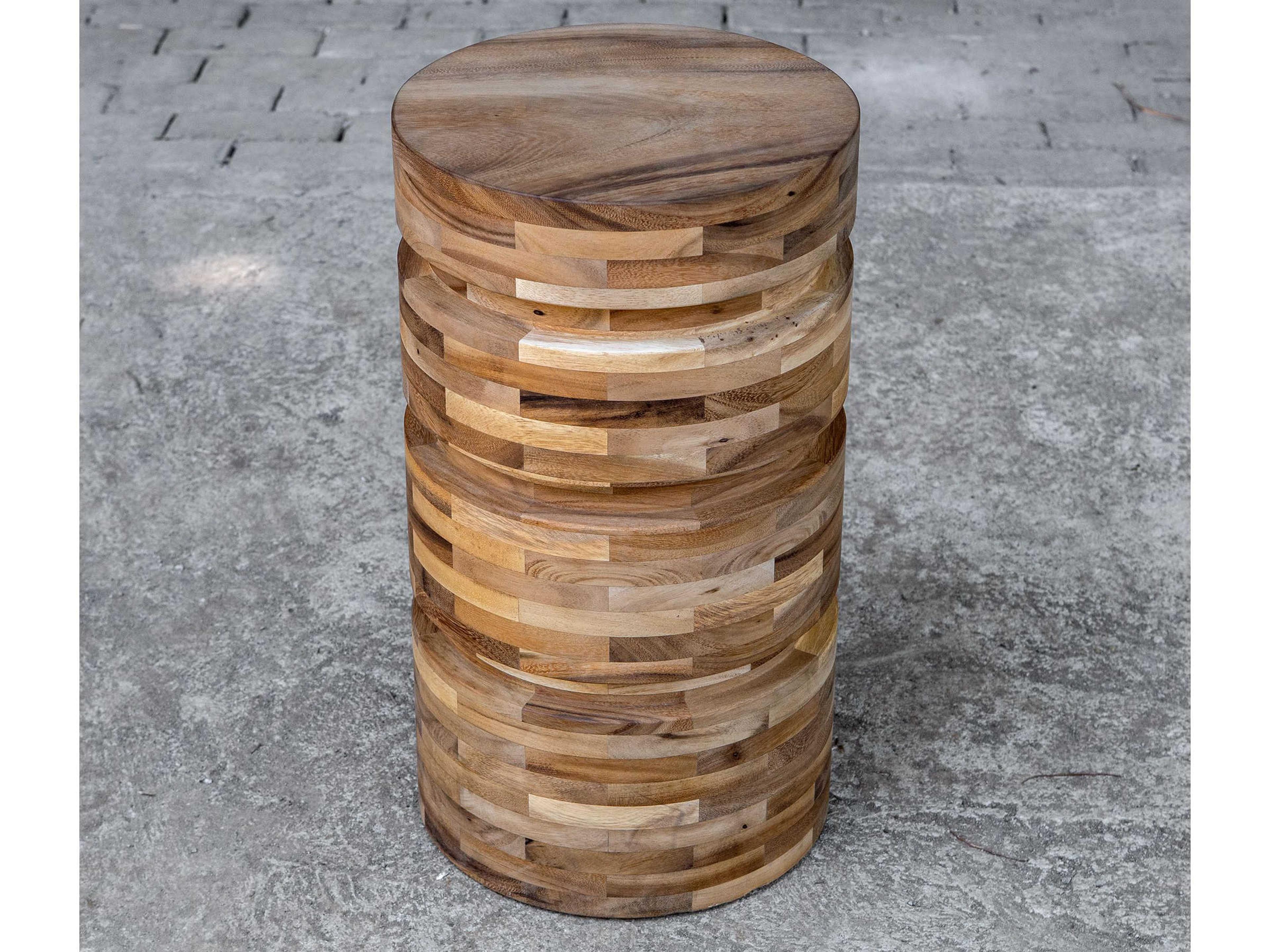 Uttermost Boone Round Wood Natural End Table