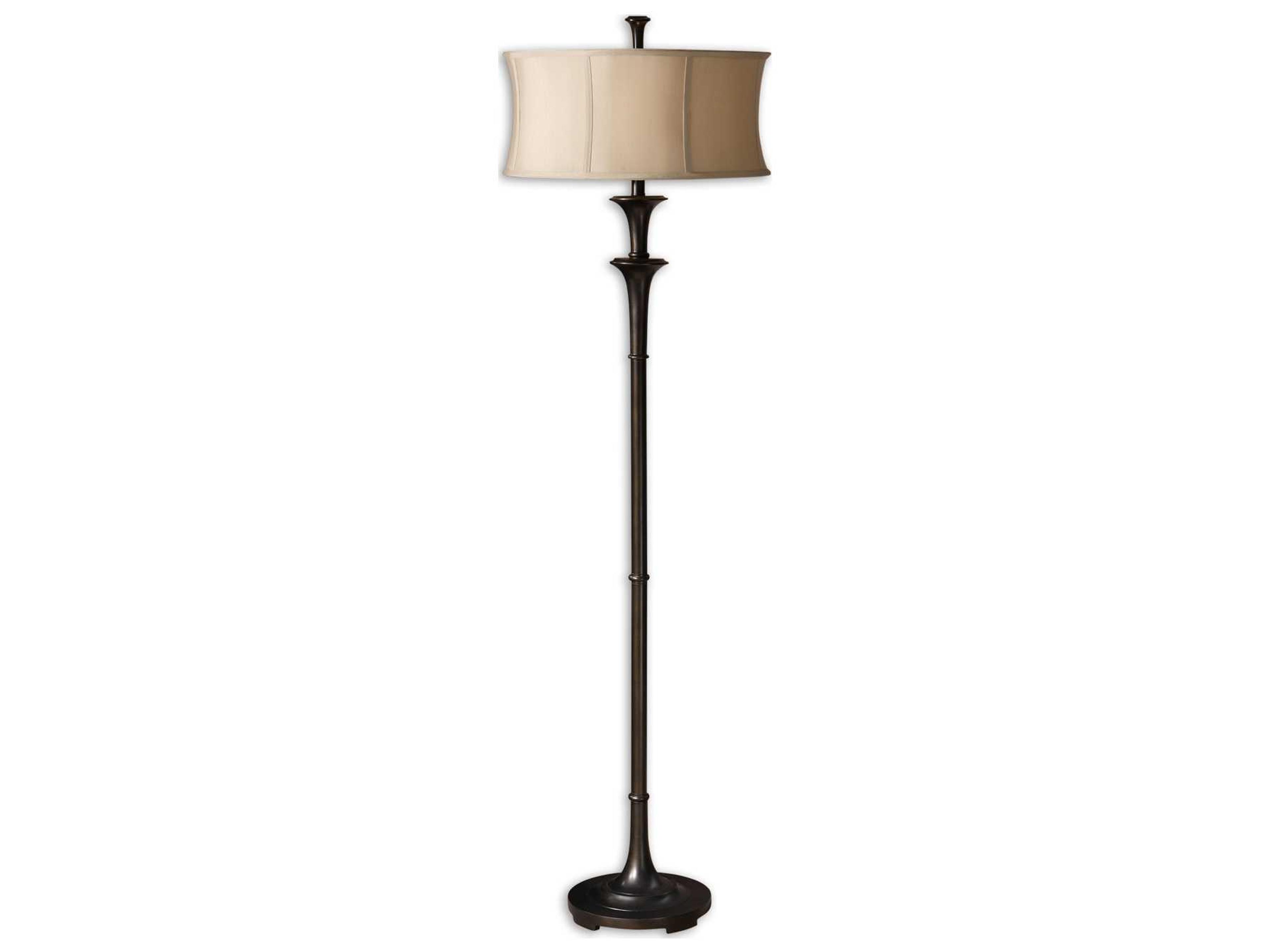 Brazoria 1-Light Floor Lamp in Oil Rubbed Bronze with Champagne Shade