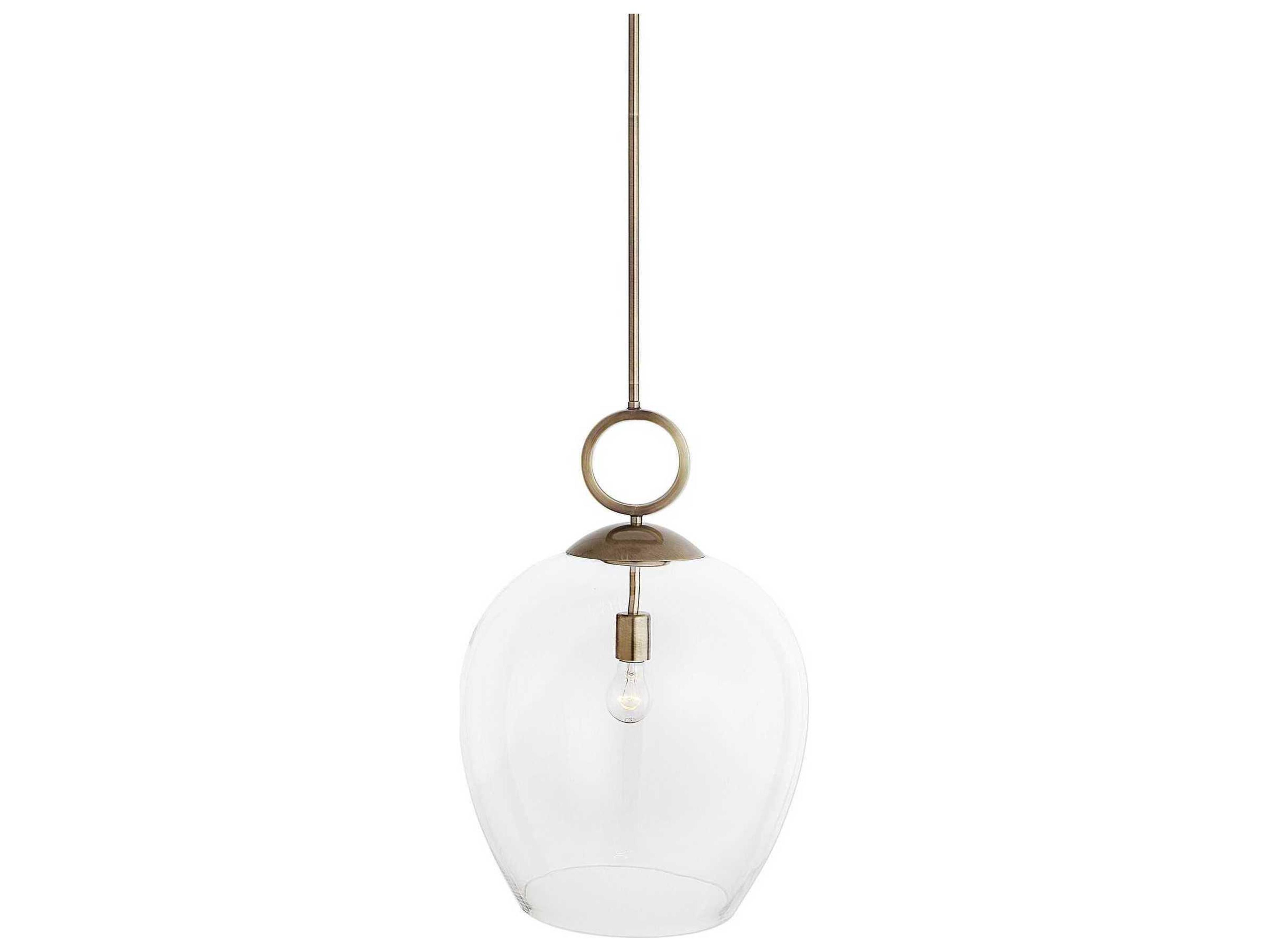 Uttermost Calix 1-Light Aged Brass Glass Bell Pendant
