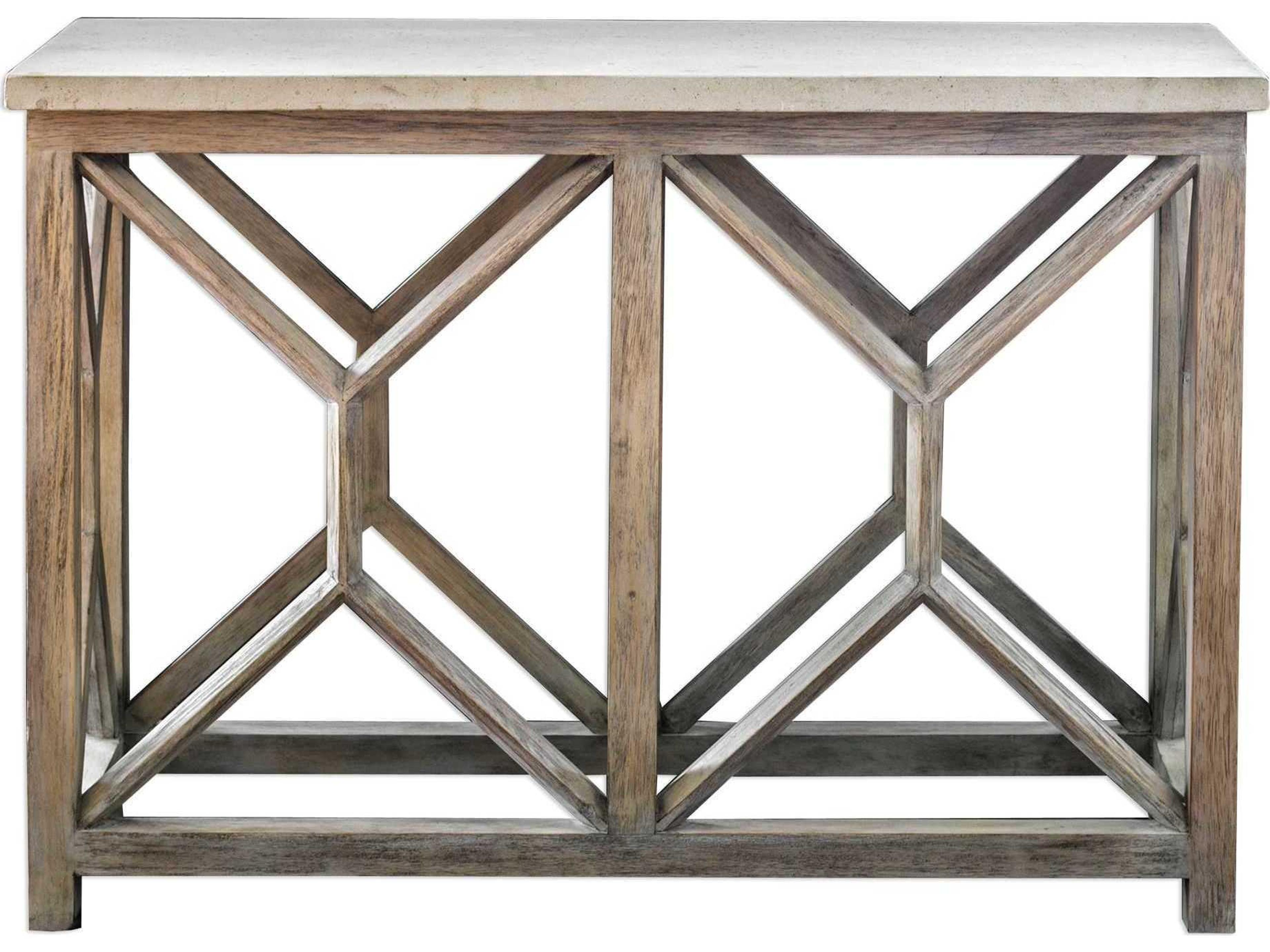 Catali Rectangle Console Table with Ivory Limestone Top