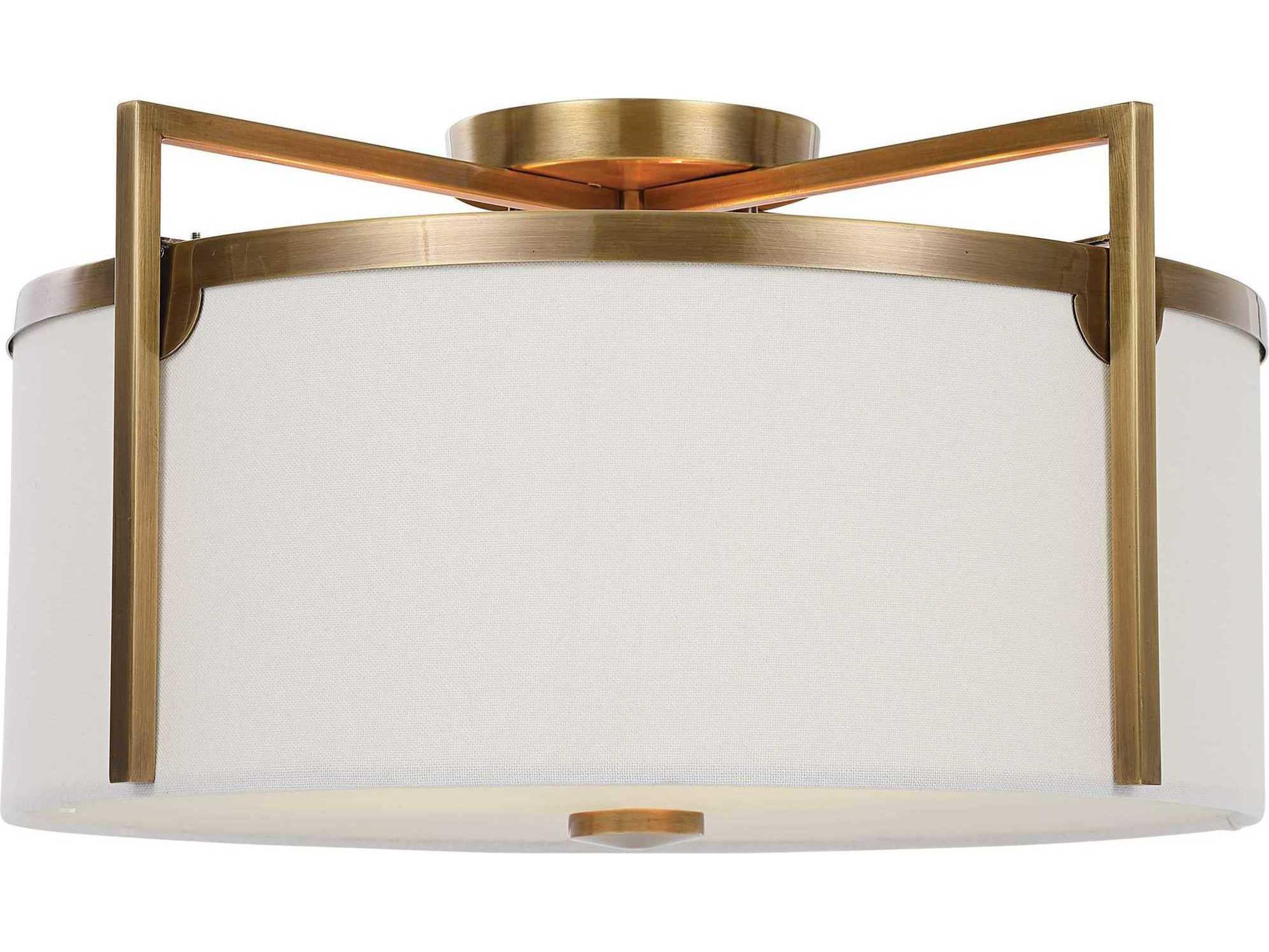 Colfax 3-Light Antique Brass Glass Drum Flush Mount