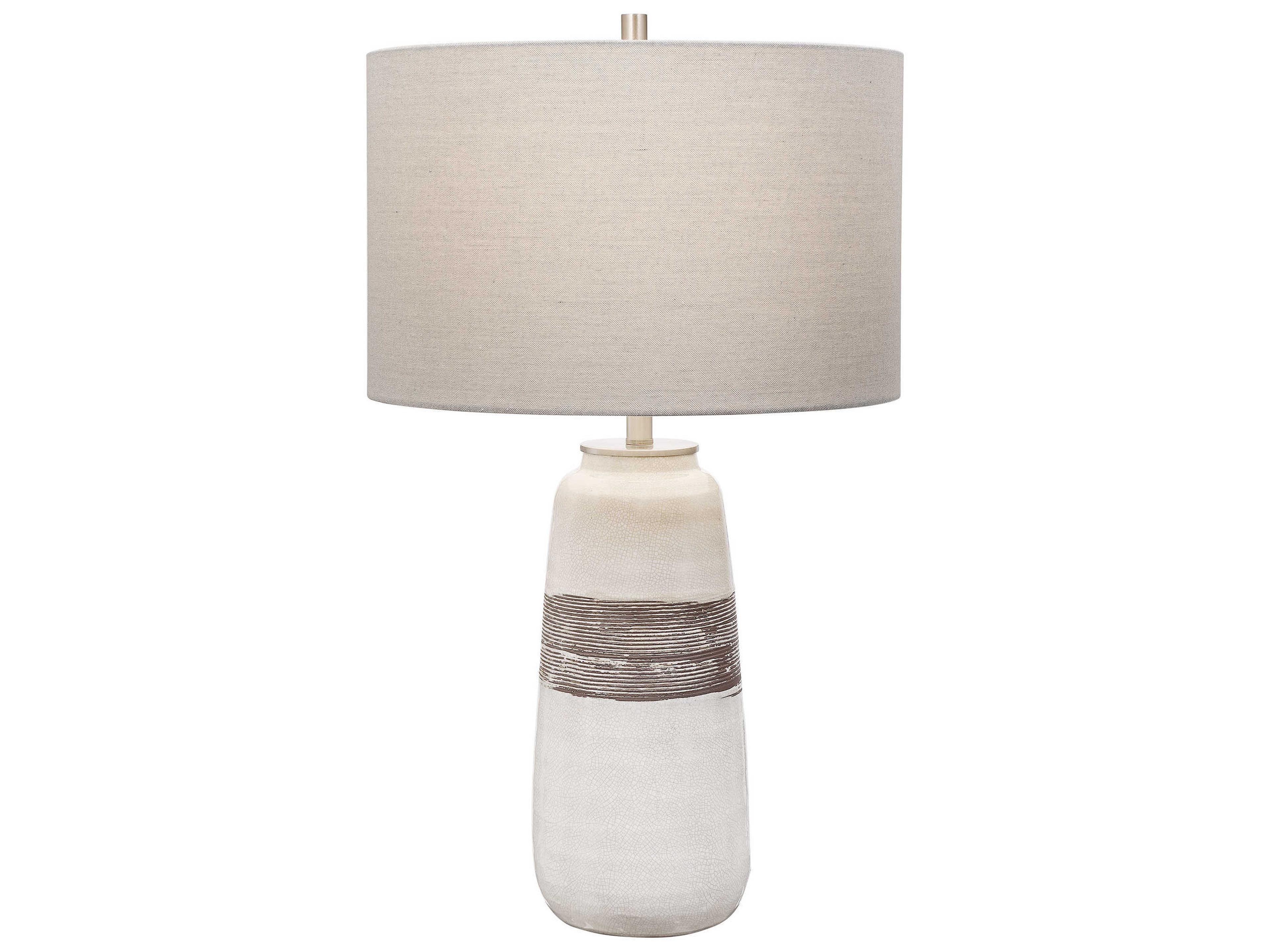 Uttermost Comanche Round Drum Hardback White Buffet Lamp