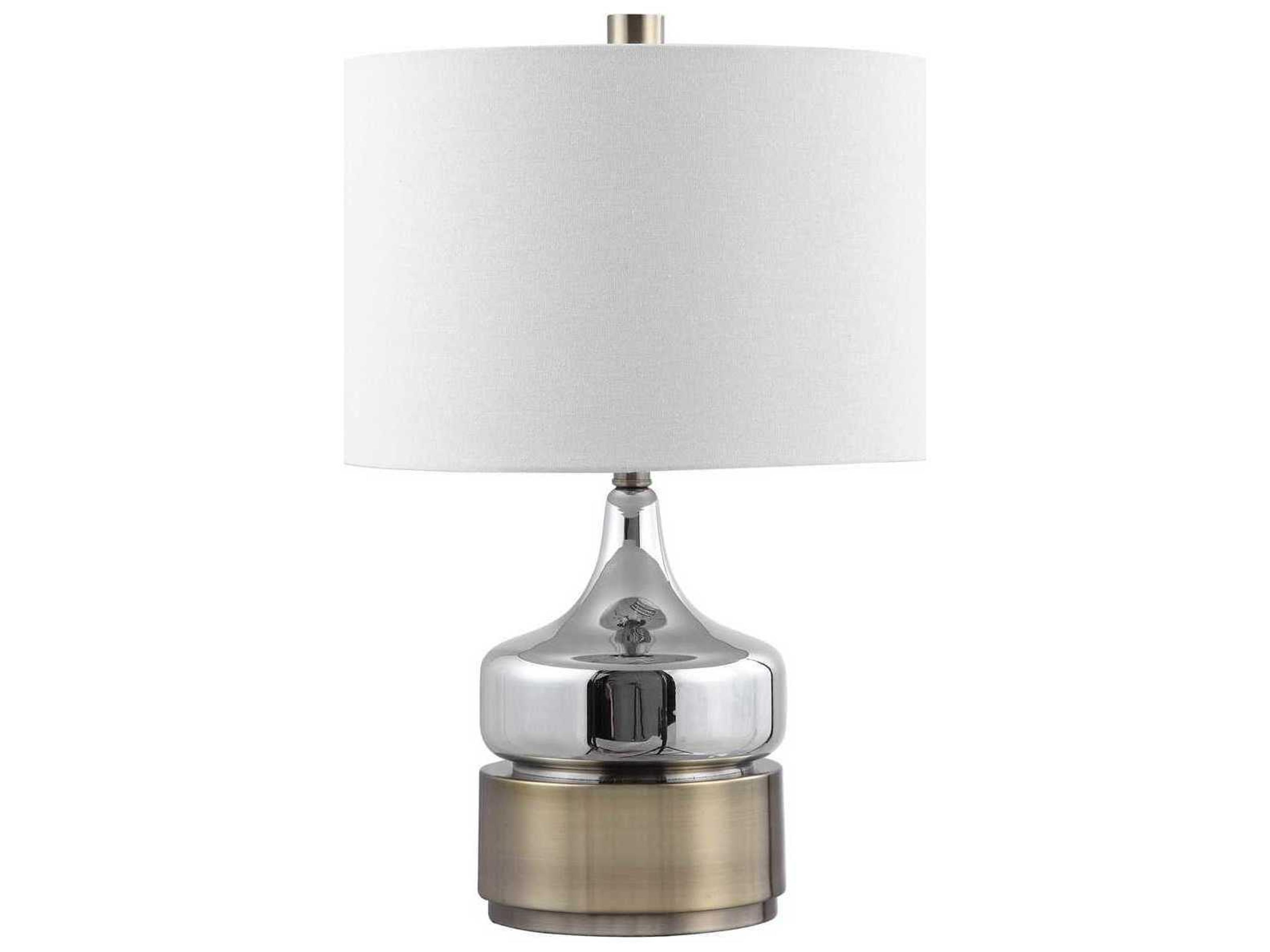 Como Glass Chrome Antique Brass Round Drum Hardback Shade Table Lamp