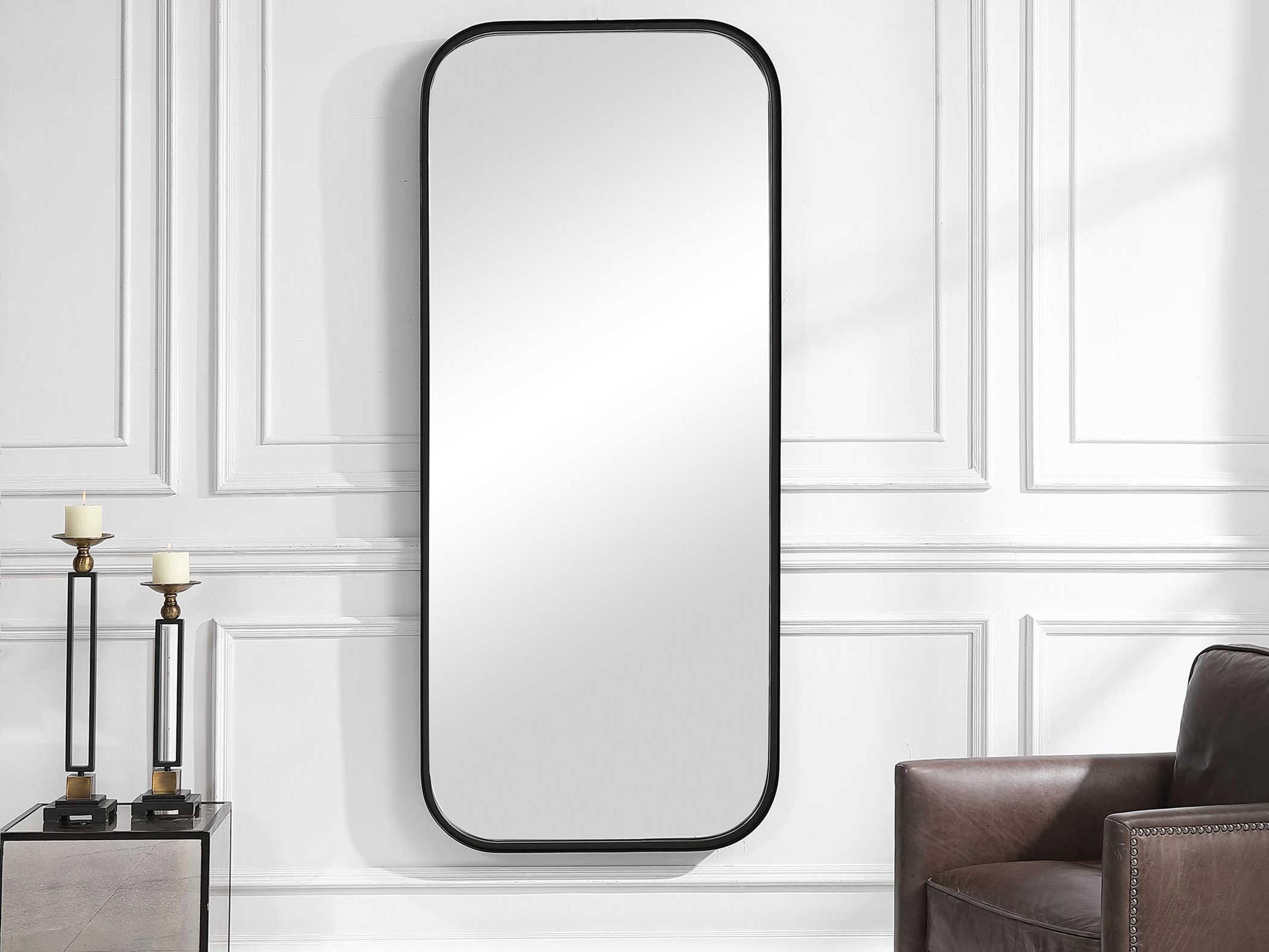 Uttermost Concord Classic Satin Black Rectangular Wall Mirror
