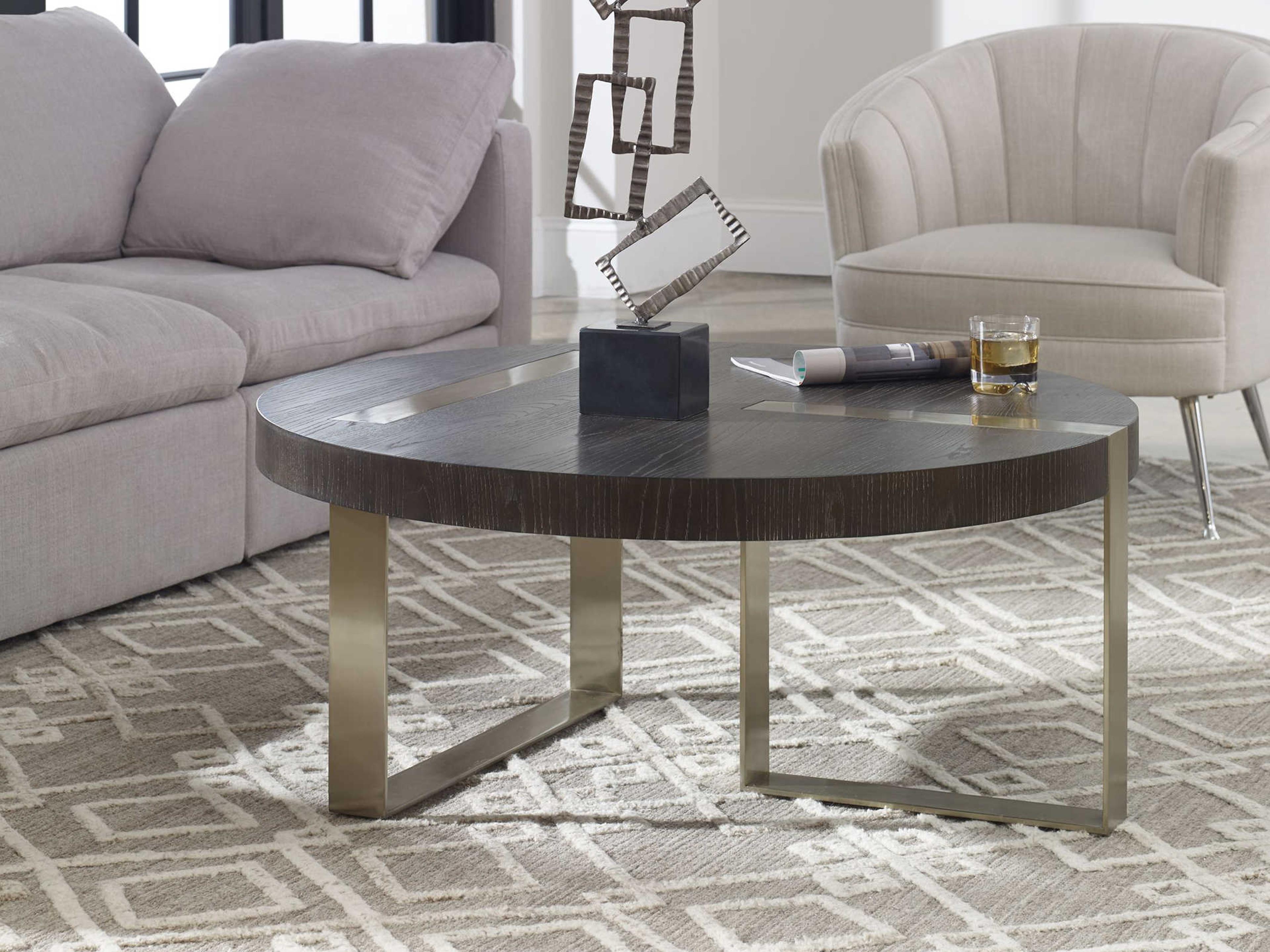 Uttermost Converge Round Wood Ebony Brushed Pewter Coffee Table