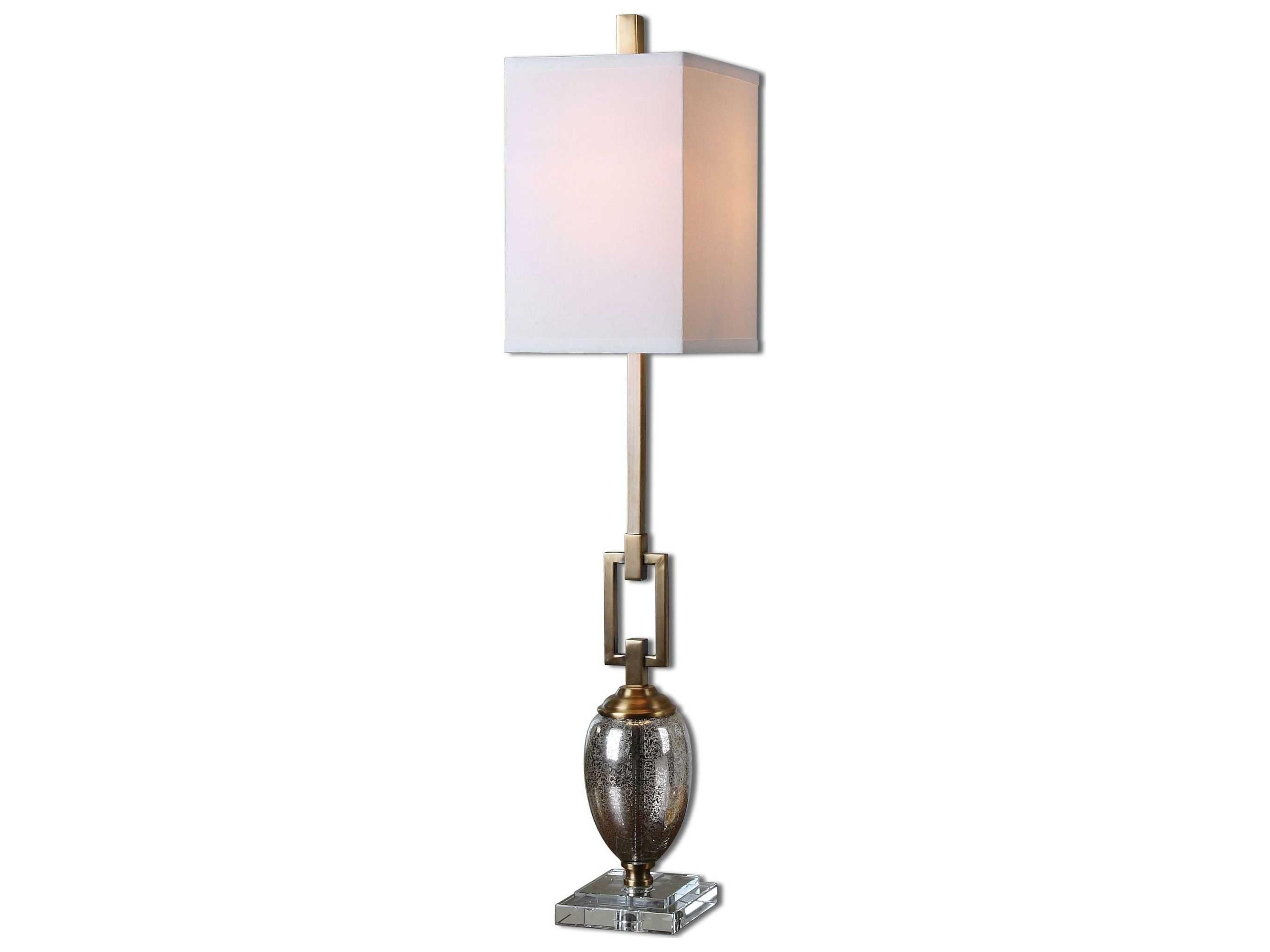 Uttermost Copeland Speckled Mercury Square Hardback Bronze Crystal Glass Buffet Lamp