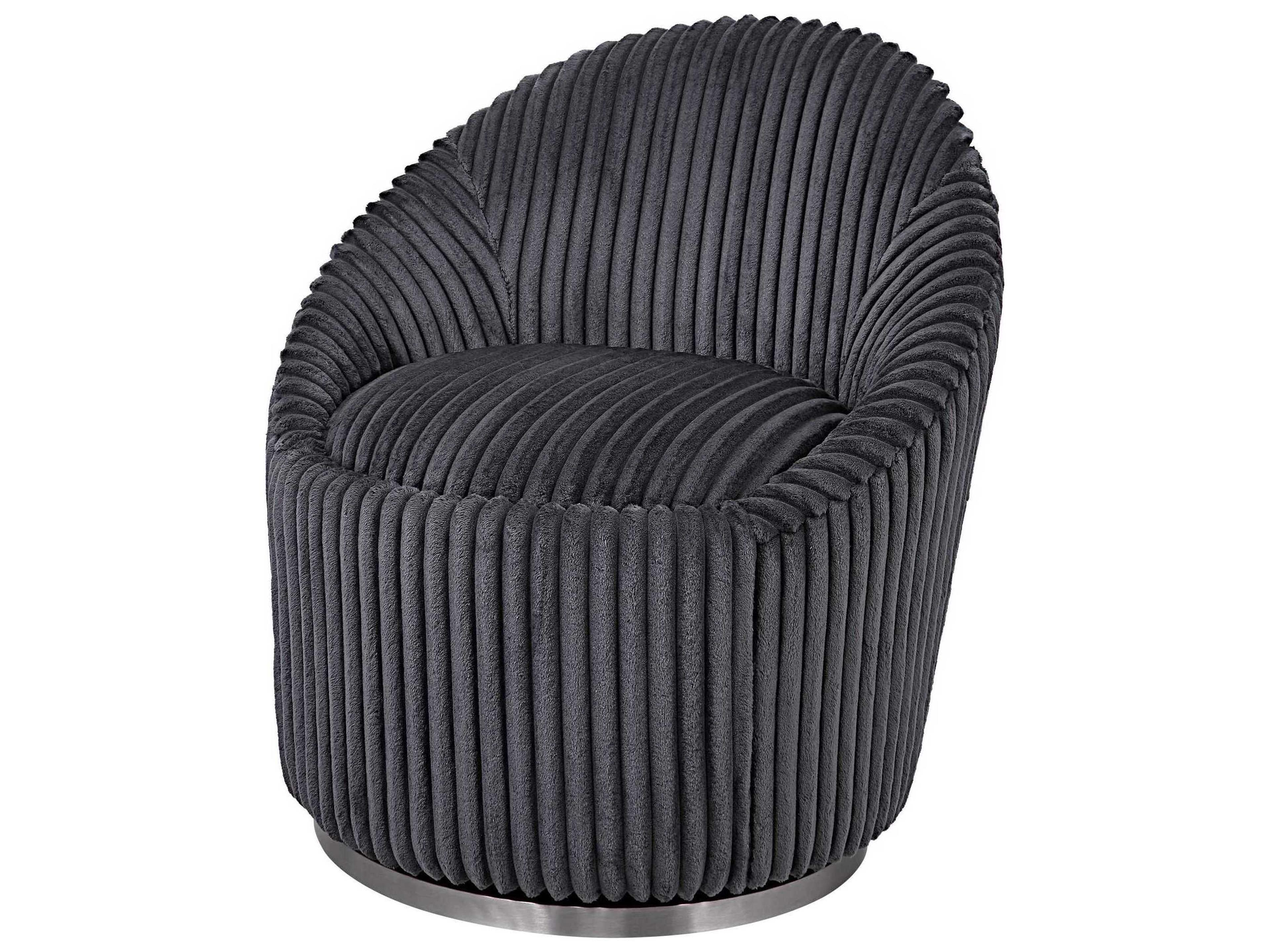 Uttermost Crue Swivel Gray Fabric Accent Chair