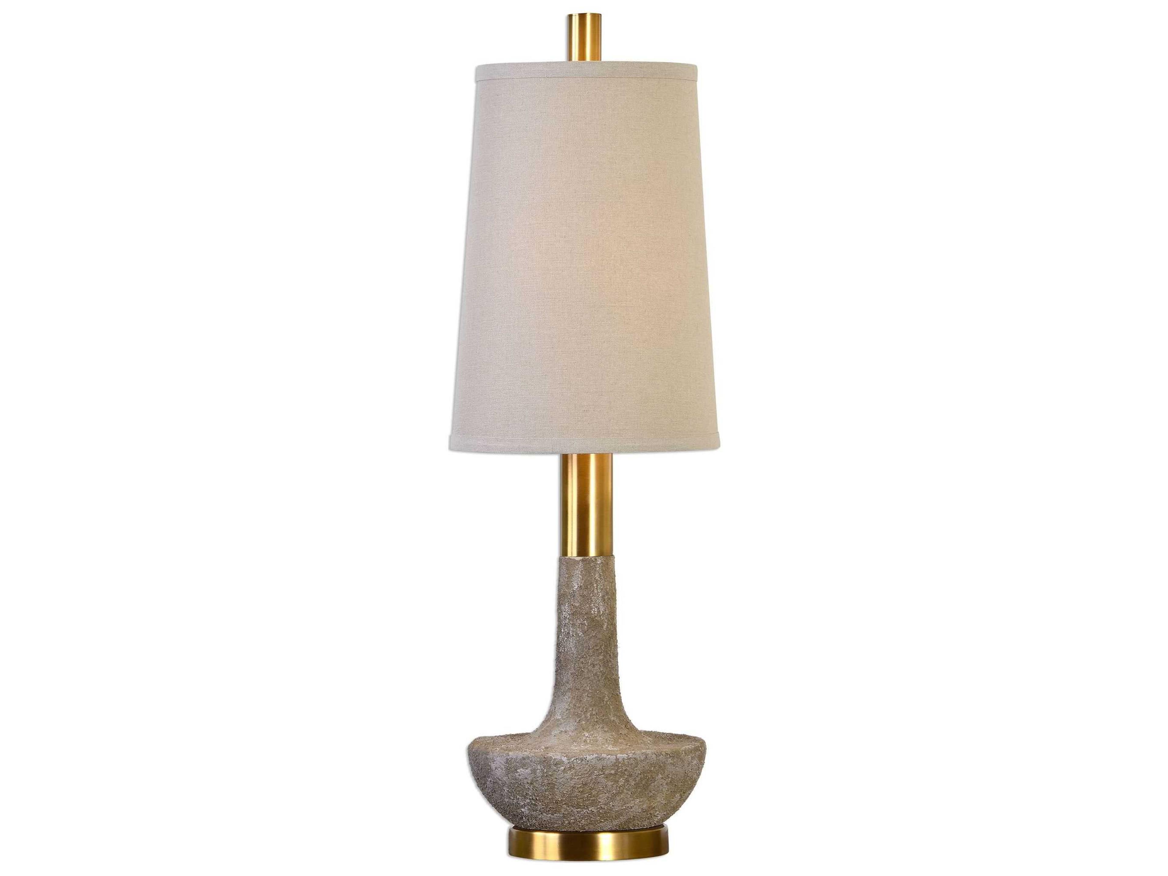 Uttermost Volongo Textured Stone Ivory Tapered Round Hardback Gold Buffet Lamp