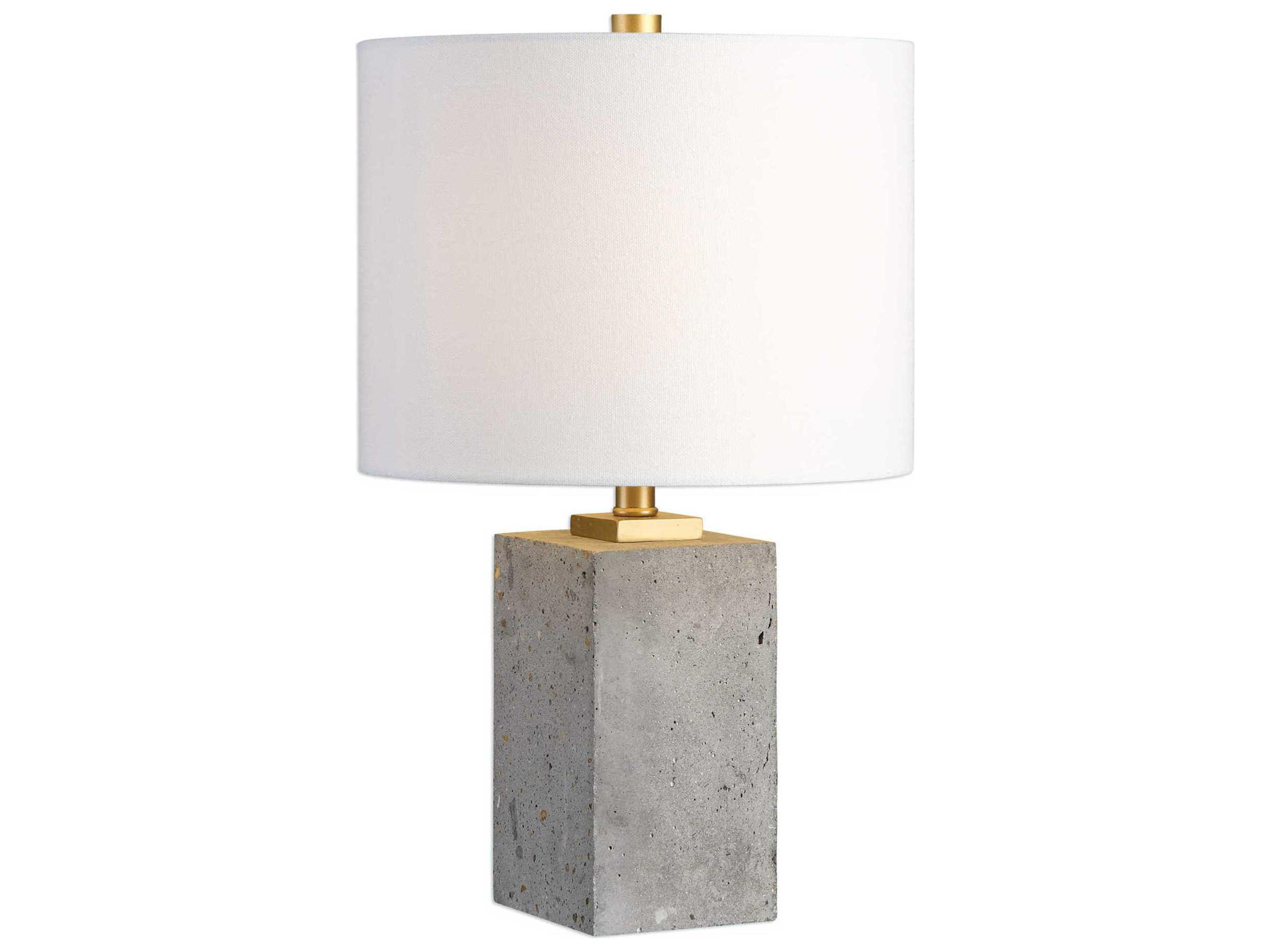 Drexel Stained Concrete Round Hardback Drum Gray Table Lamp