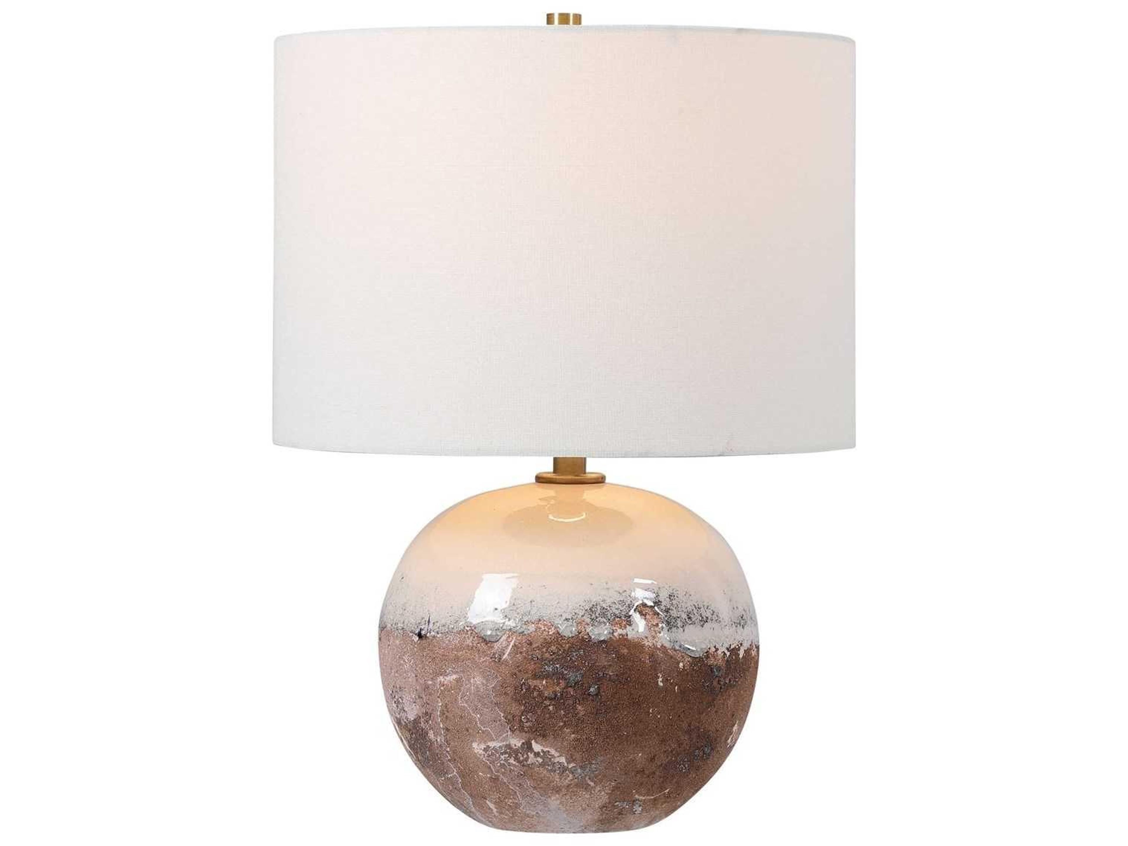 Durango Earthy Terracotta Rust Round Drum Hardback Brass Table Lamp