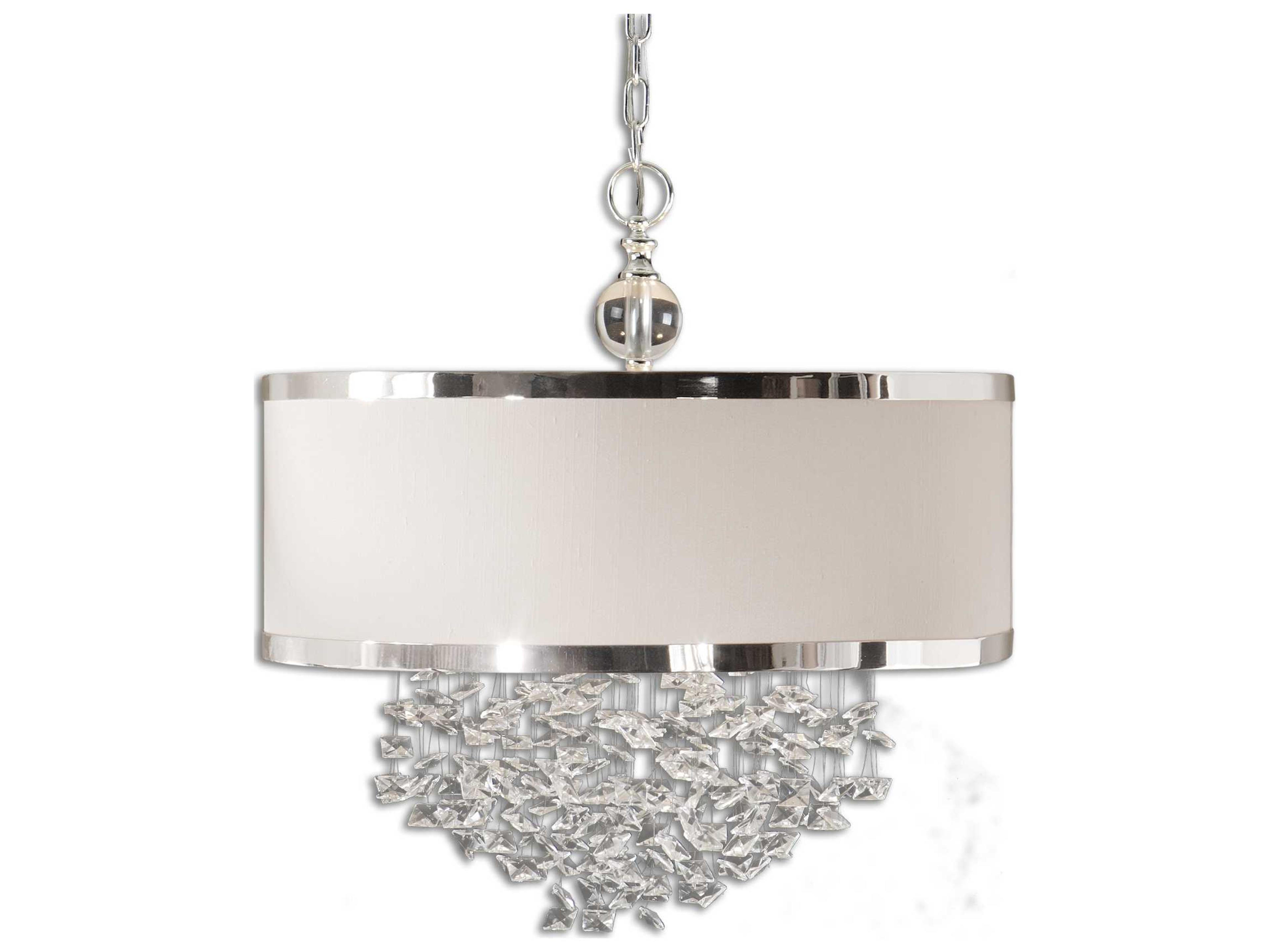 Uttermost Fascination 3-Light Silver Crystal Glass Drum Pendant