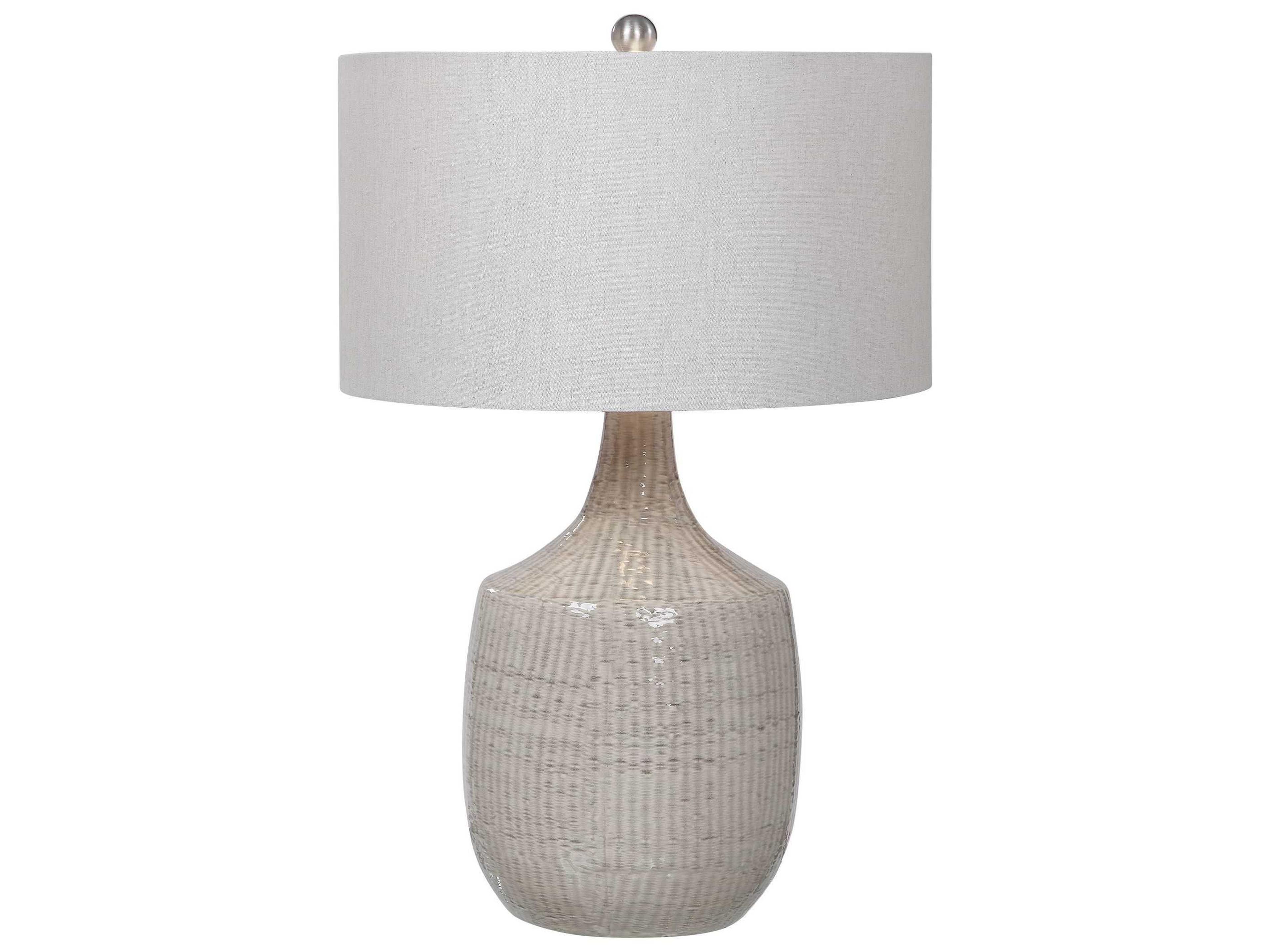 Felipe Light Gray Brushed Nickel Round Drum Hardback Buffet Lamp