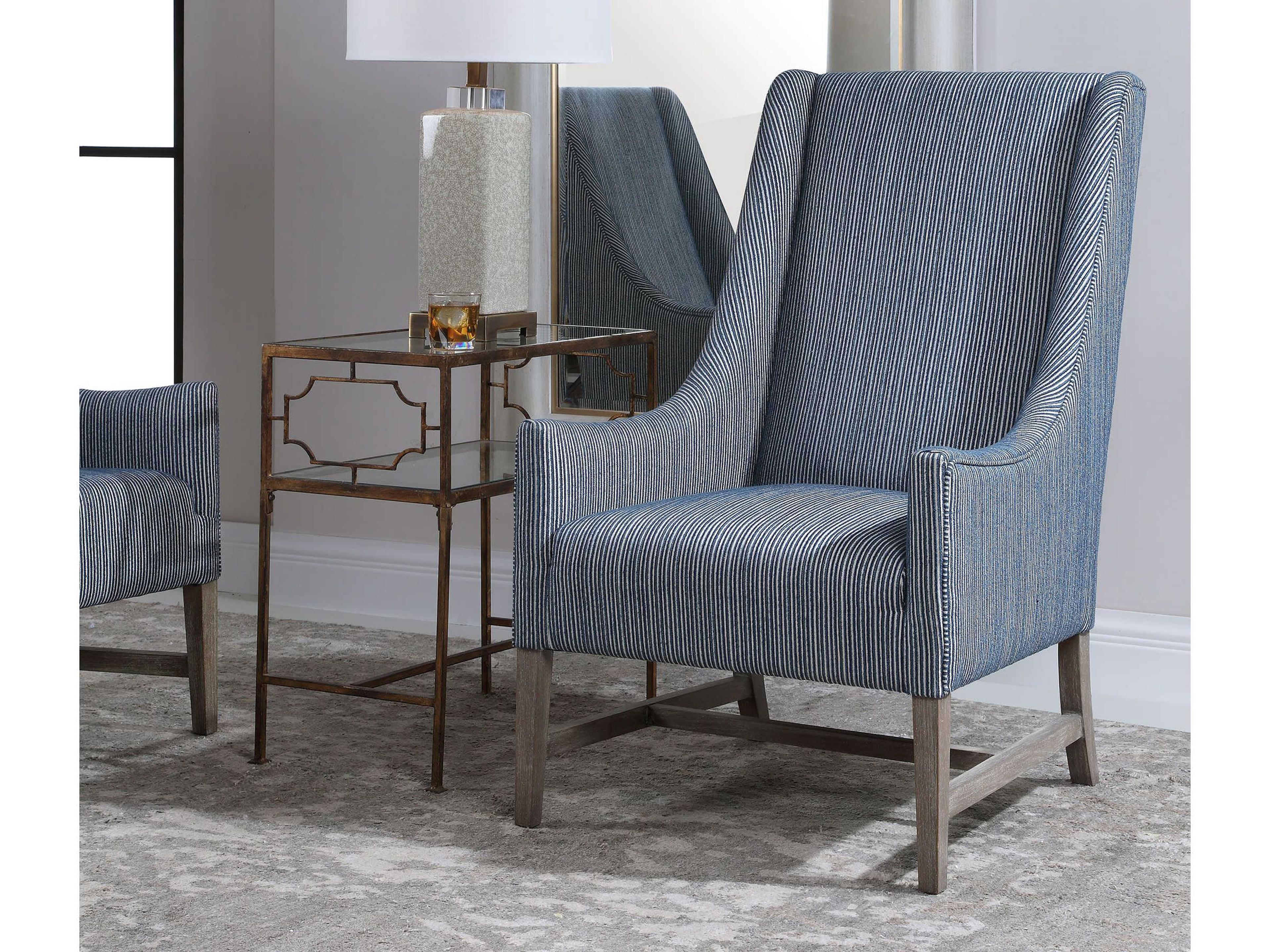 Uttermost Galiot Blue Fabric Accent Chair