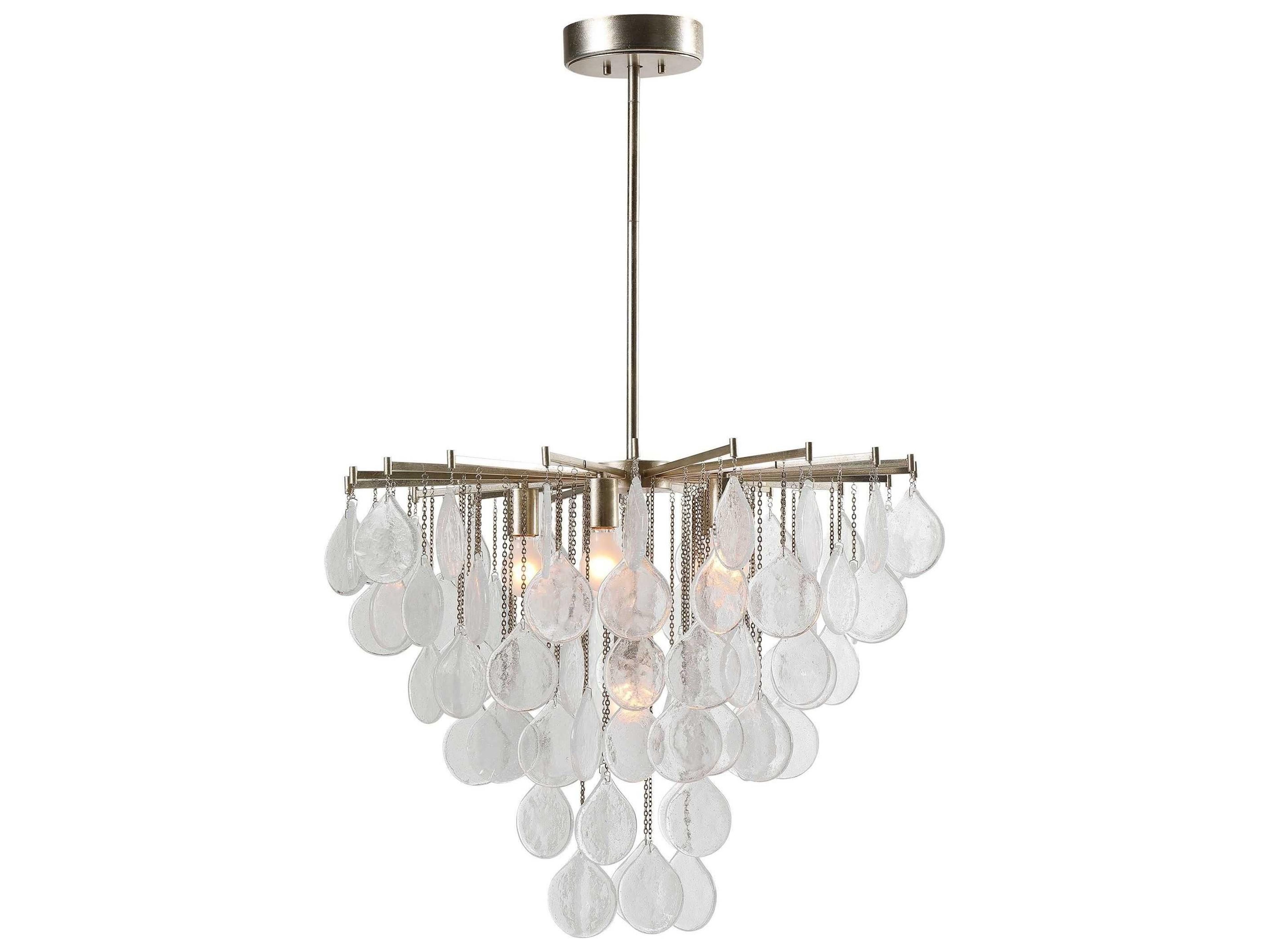 Uttermost Goccia 6-Light Antiqued Bright Silver Leaf Glass Round Pendant
