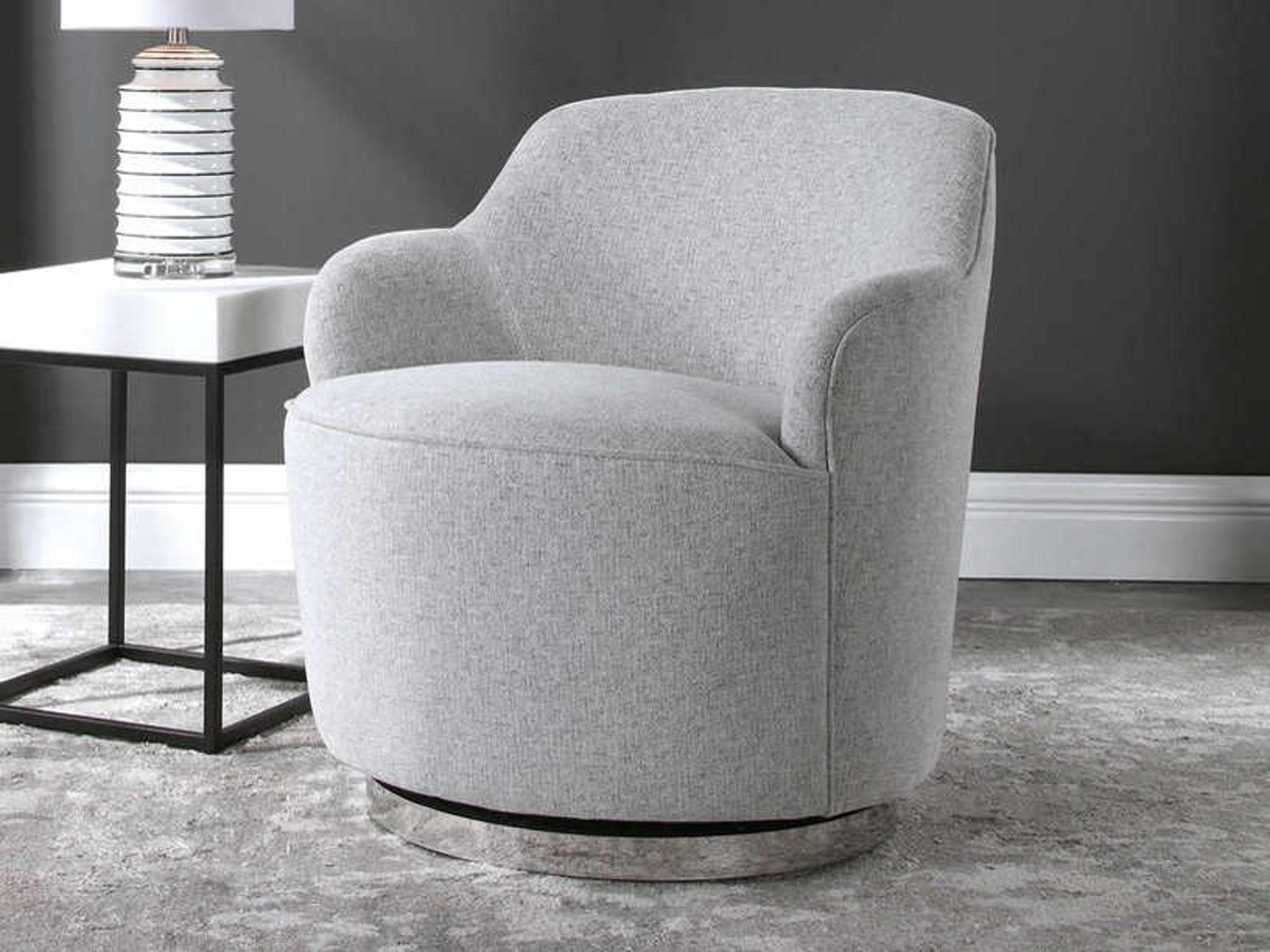 Uttermost Hobart Swivel Gray Fabric Accent Chair