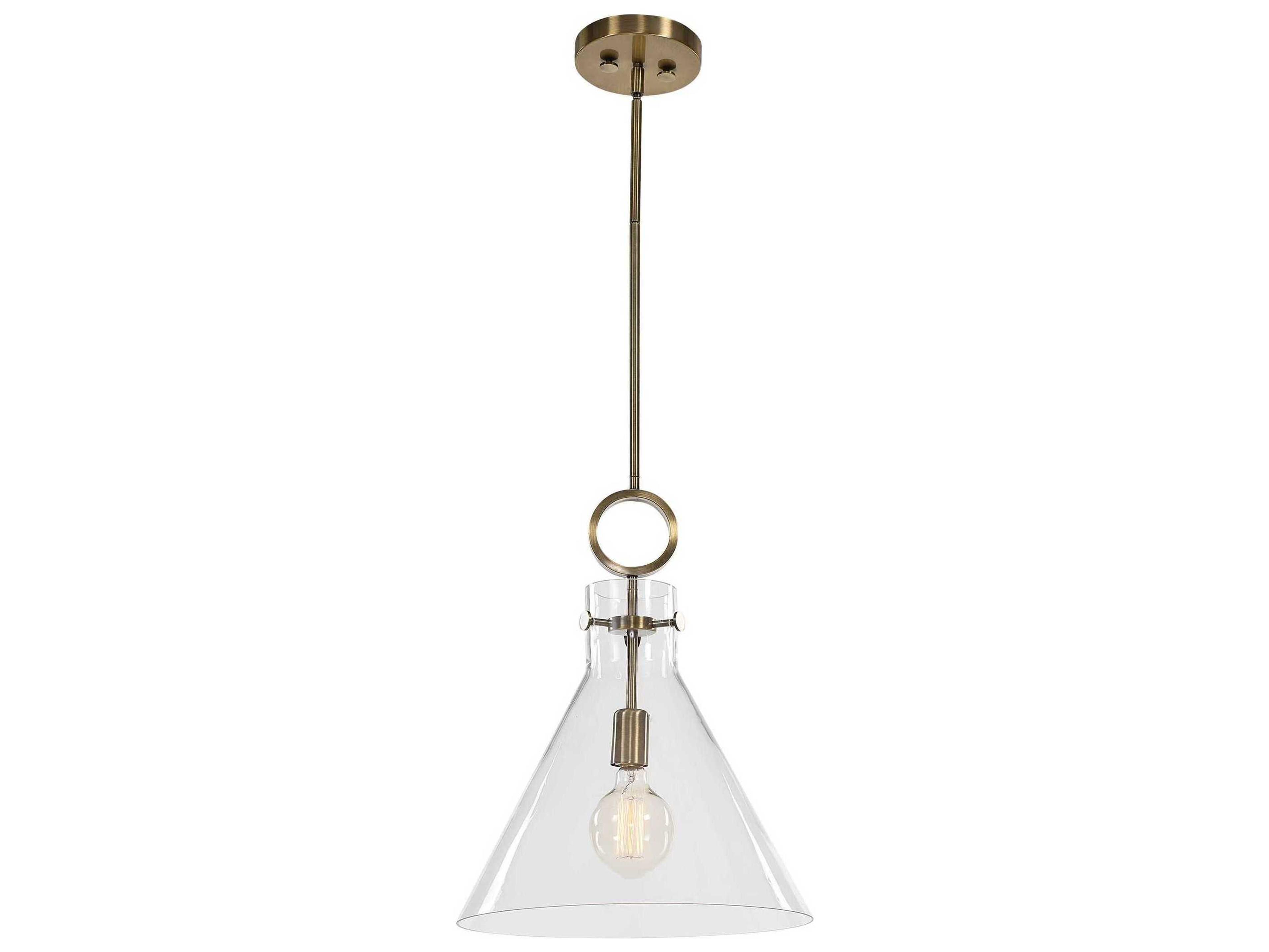 Uttermost Imbuto 1-Light Aged Brass Glass Pendant