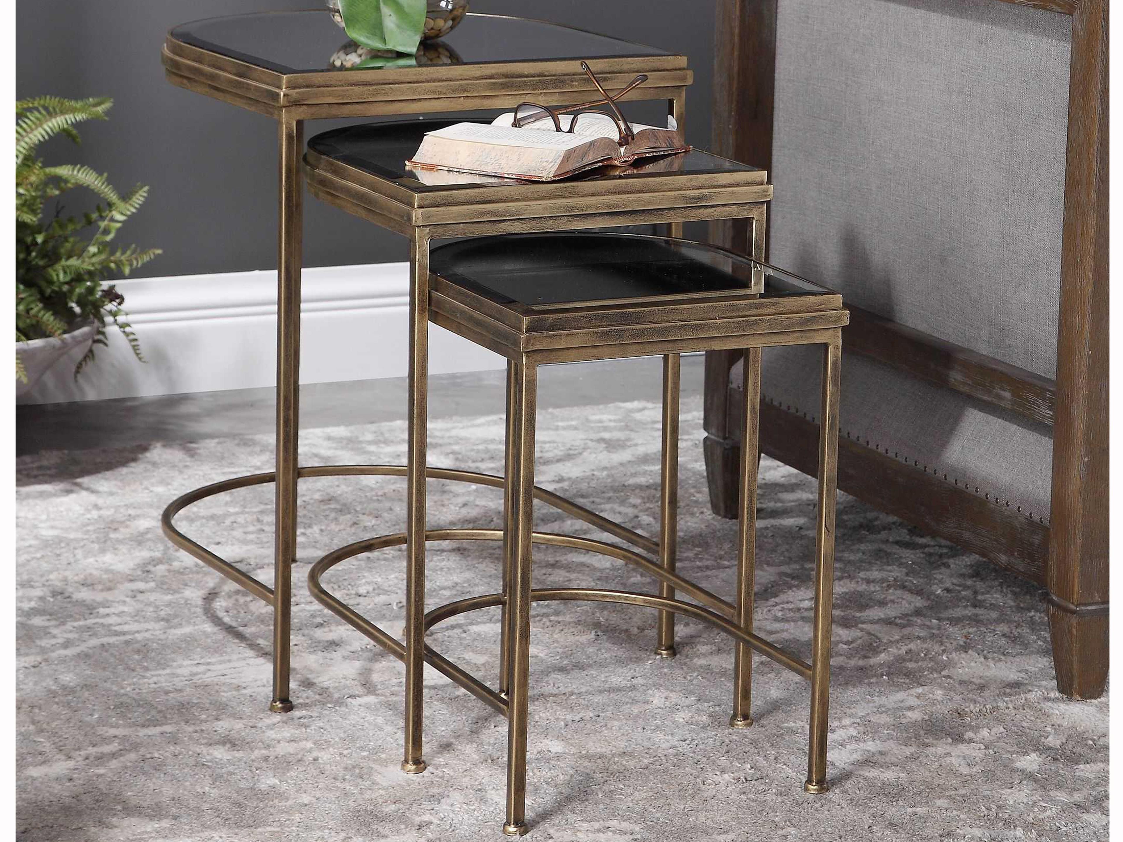 Uttermost India Demilune Mirror Antique Brushed Gold End Table