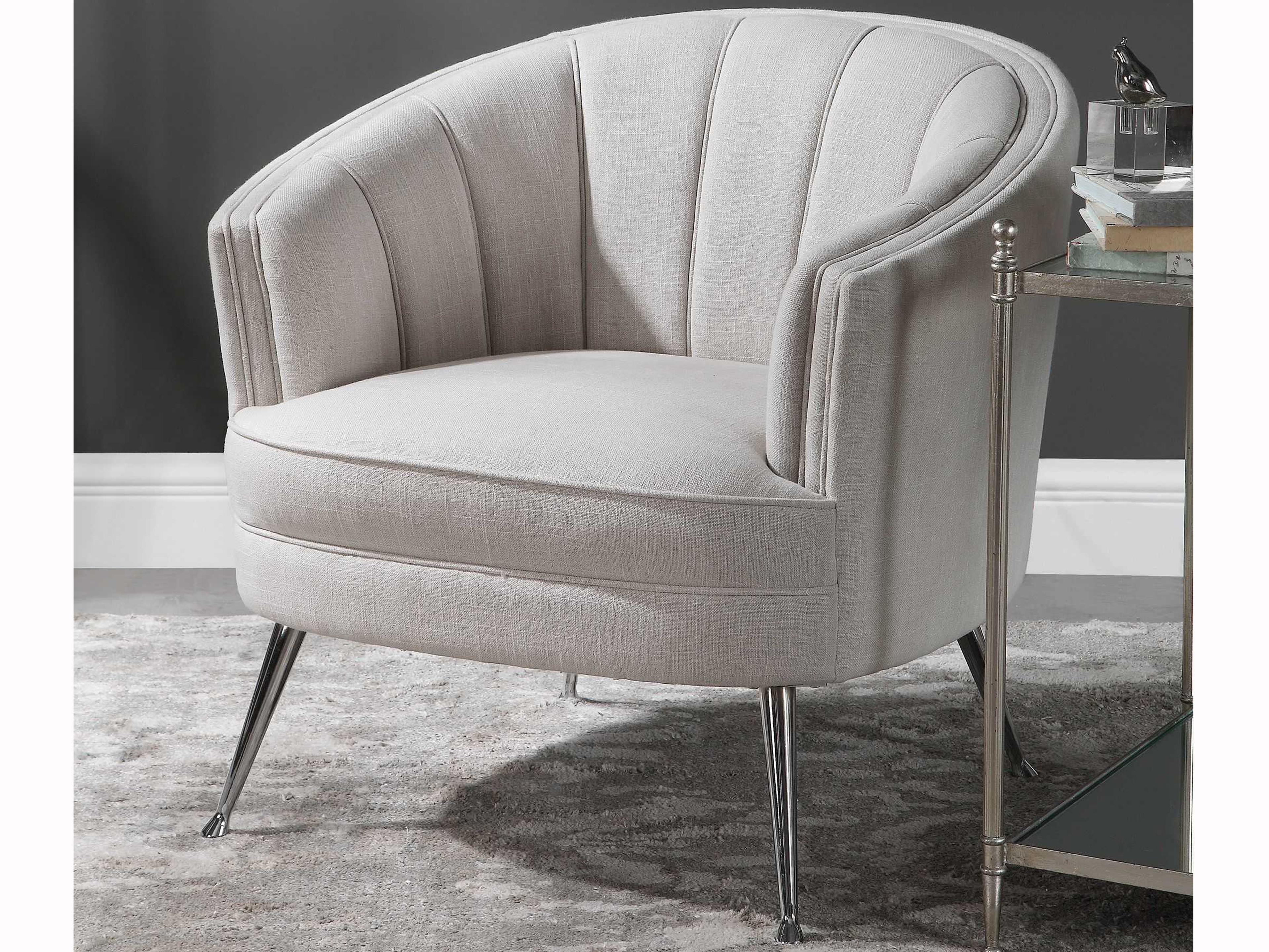 Uttermost Janie Cream Fabric Tufted Accent Chair