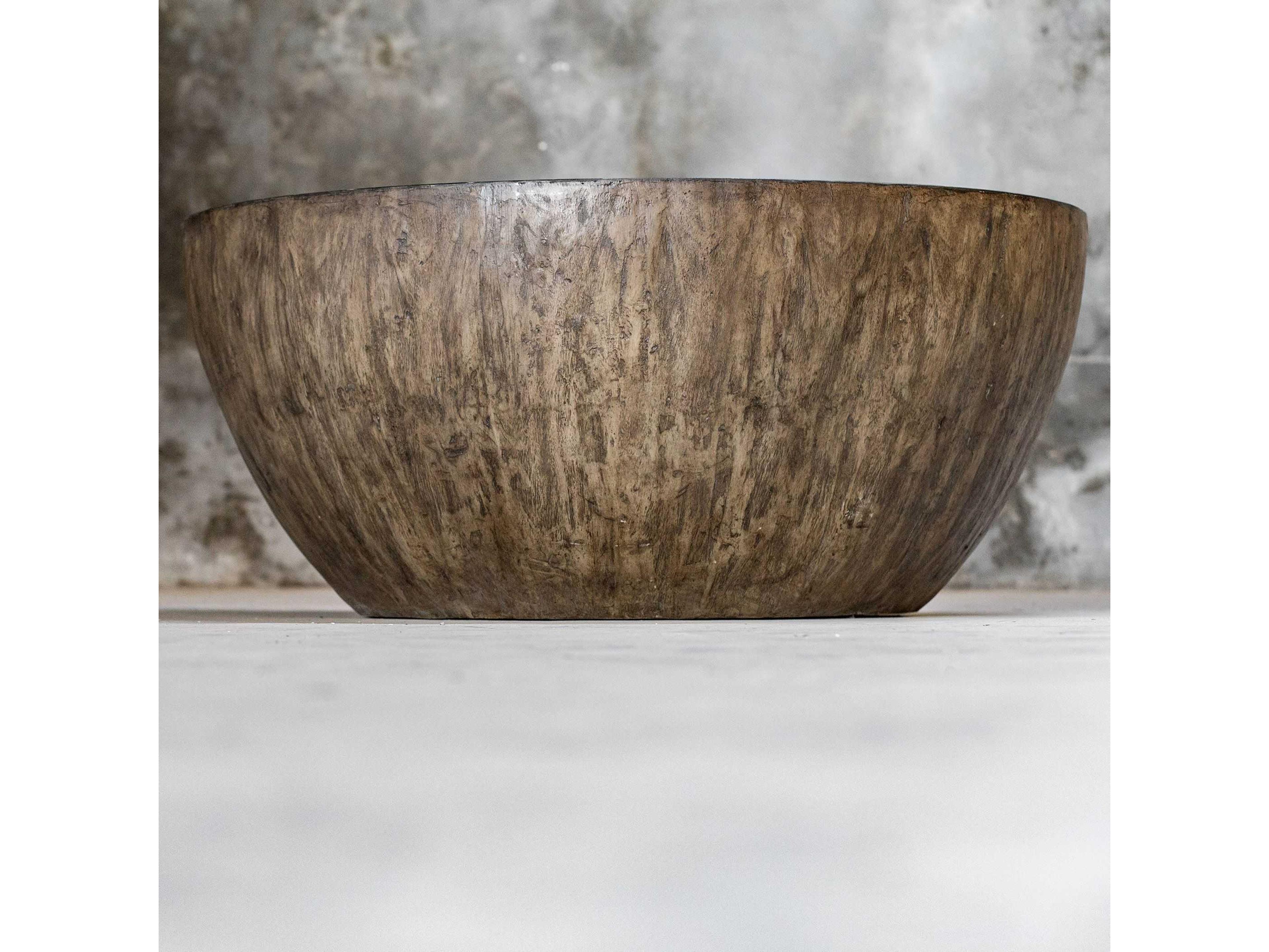 Uttermost Lark Round Wood Textured Aged Walnut Coffee Table