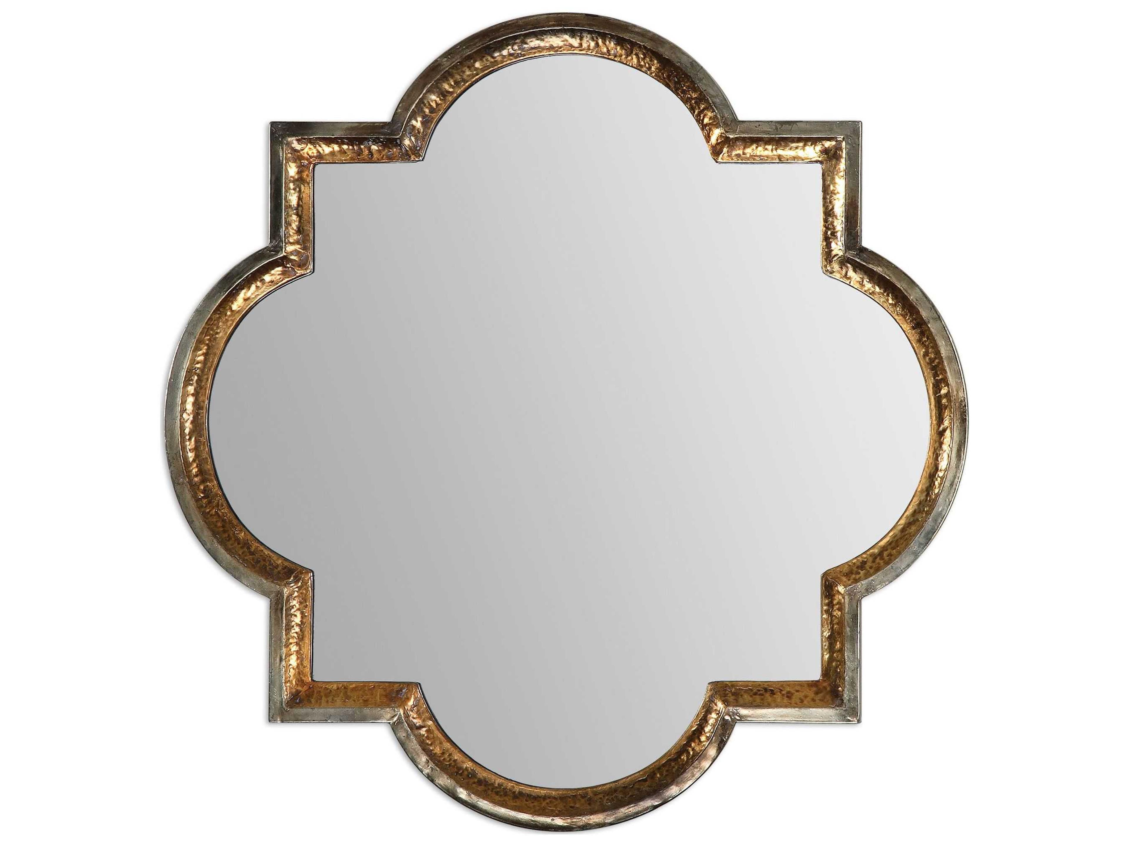 Lourosa Quatrefoil Mirror in Antiqued Copper Gold and Silver