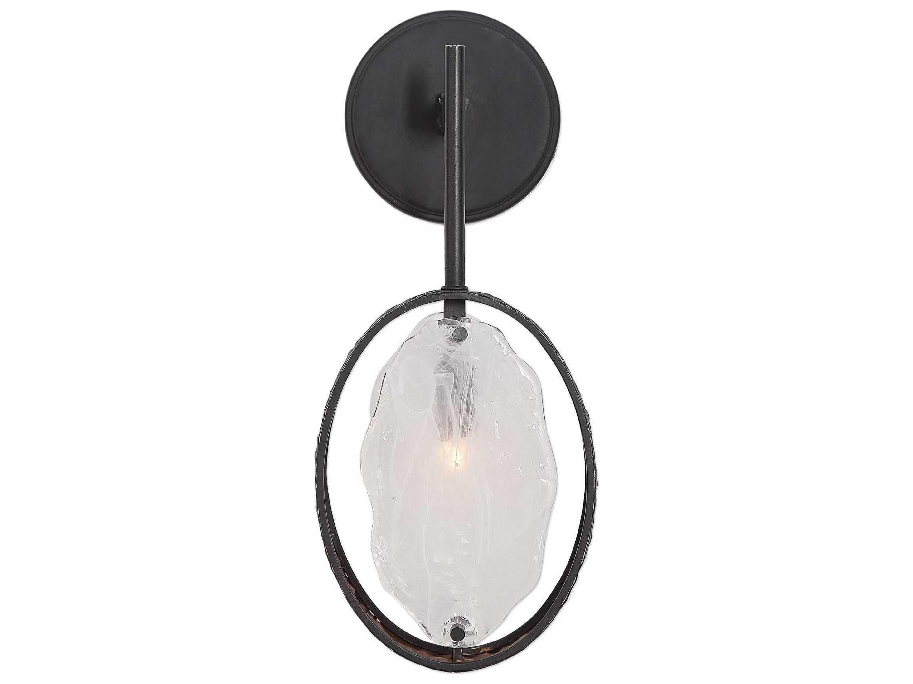 Maxin 1-Light Dark Hammered Bronze Glass Wall Sconce