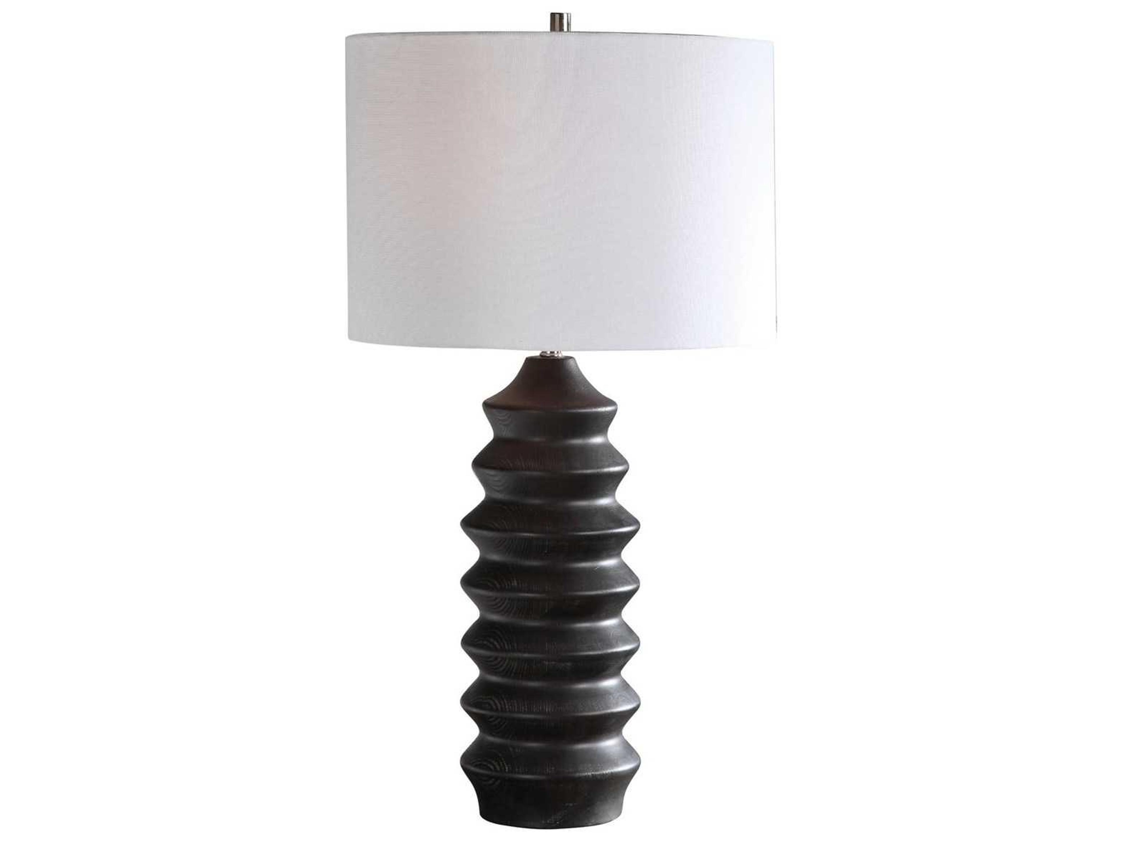 Mendocino Rustic Black Round Drum Hardback Buffet Lamp