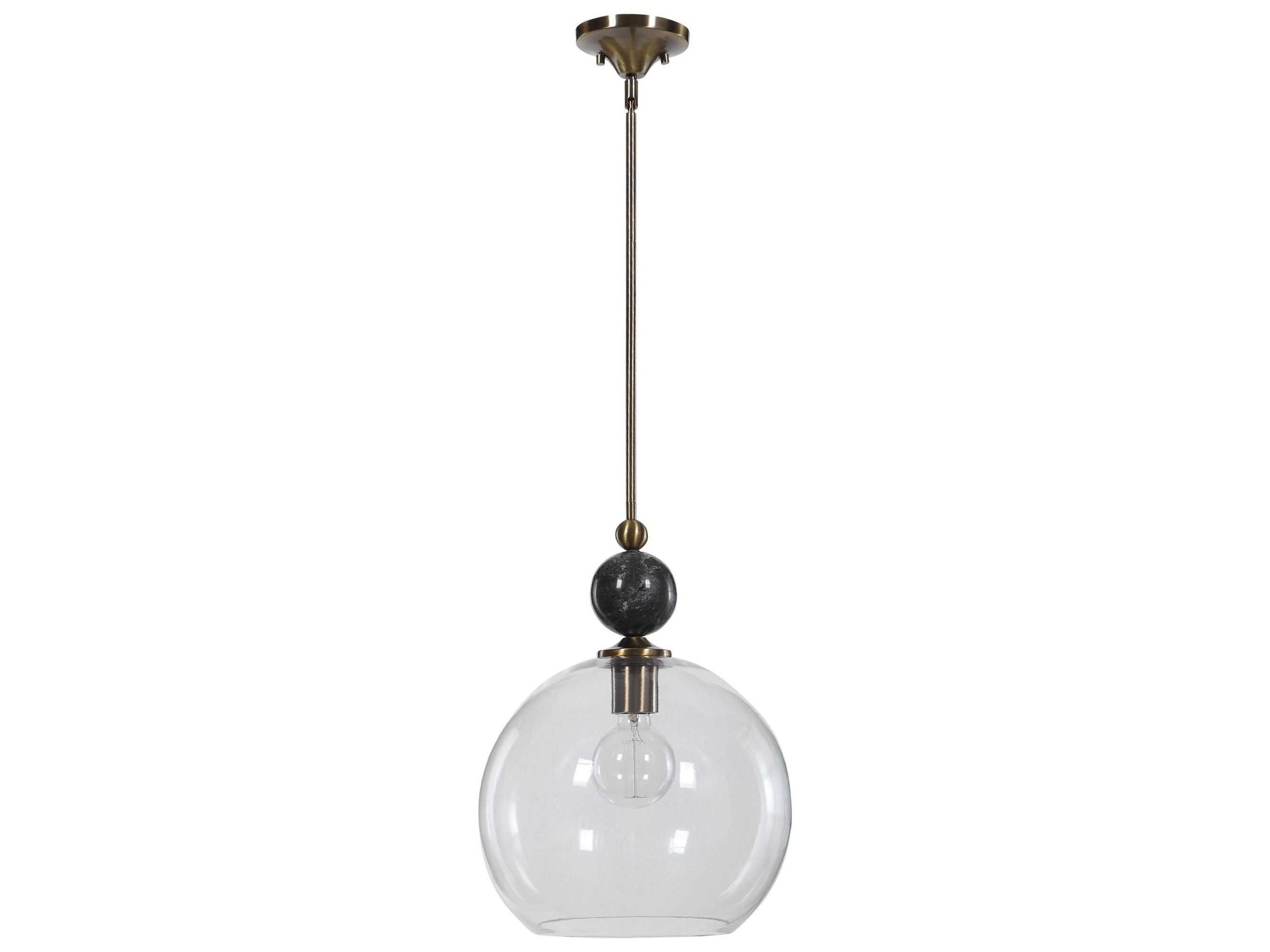 Mendota 1-Light Oxidized Aged Brass Glass Globe Pendant