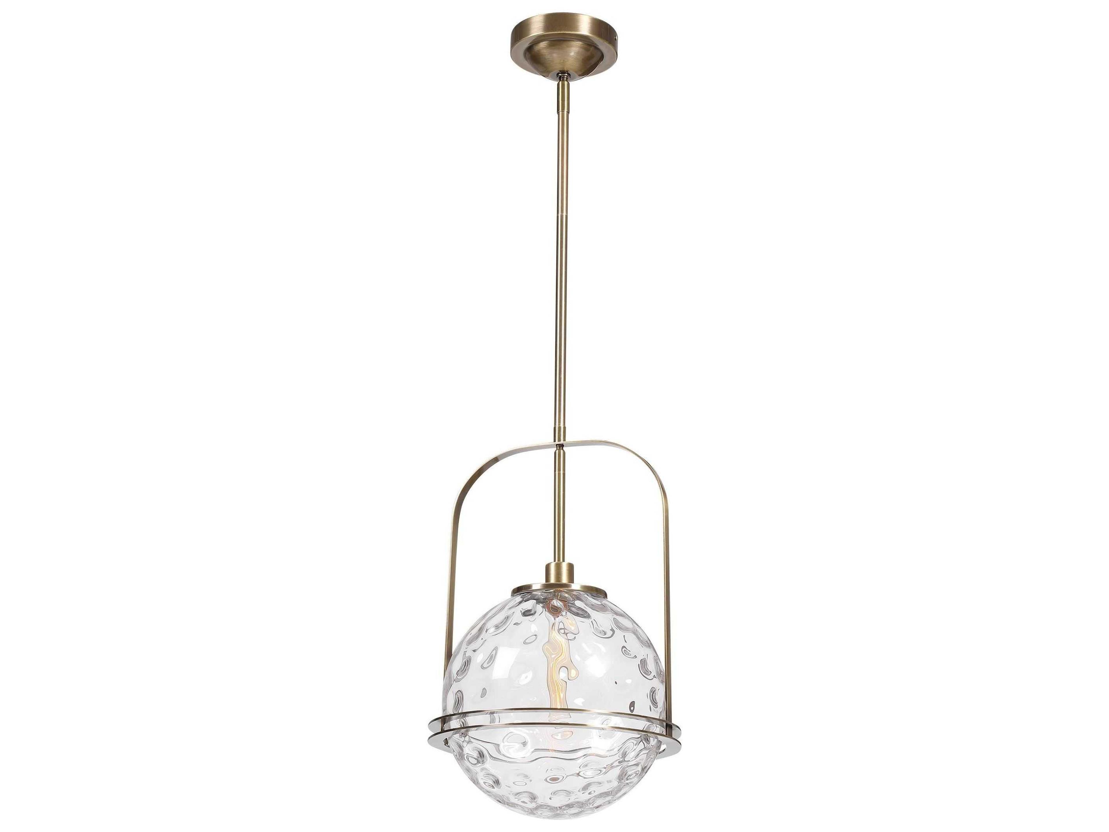 Mimas 1-Light Antique Brass Glass Globe Pendant