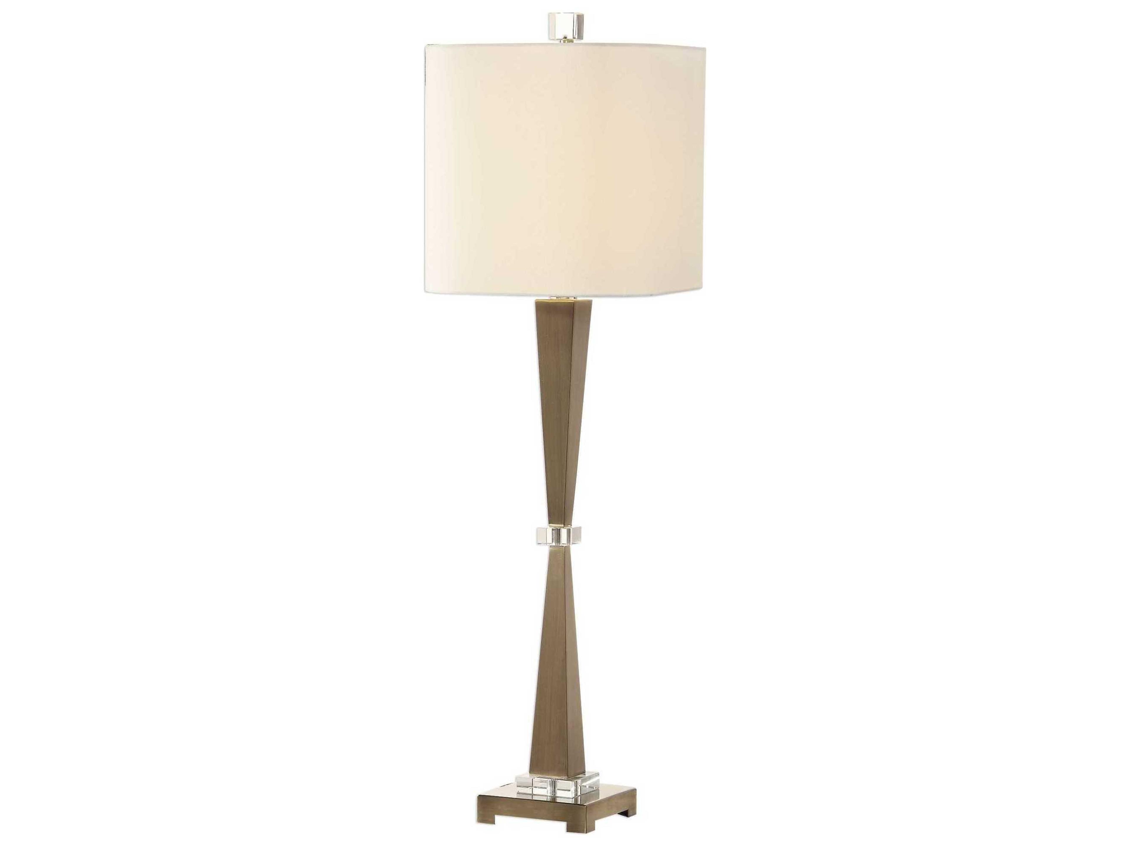 Niccolai Crystal Antiqued Brushed Brass Square Hardback With Rolled Edges Nickel Buffet Lamp