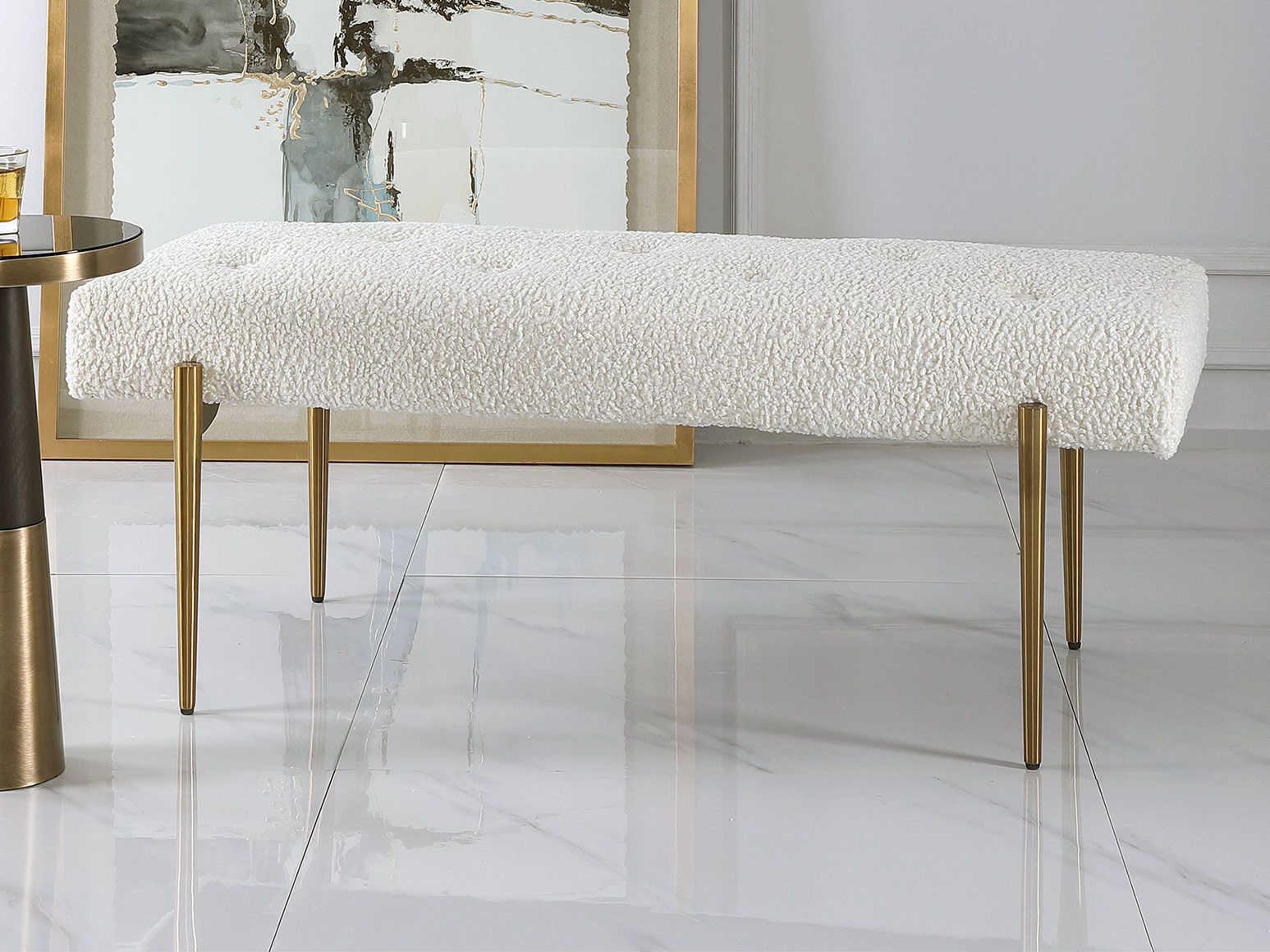 Uttermost Olivier White Upholstered Accent Bench