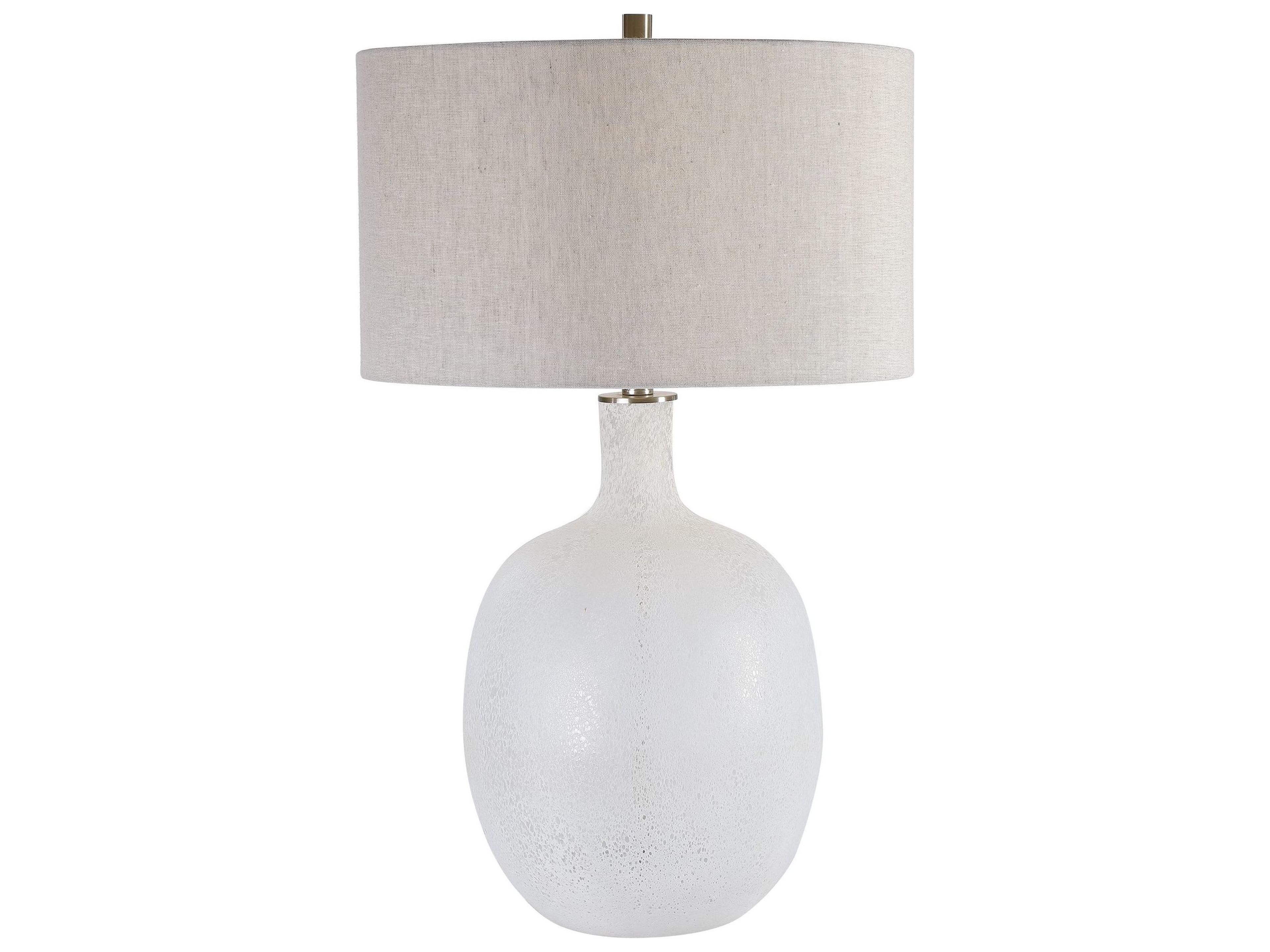 Uttermost Whiteout Glass Mottled Aged White Round Hardback Drum Buffet Lamp