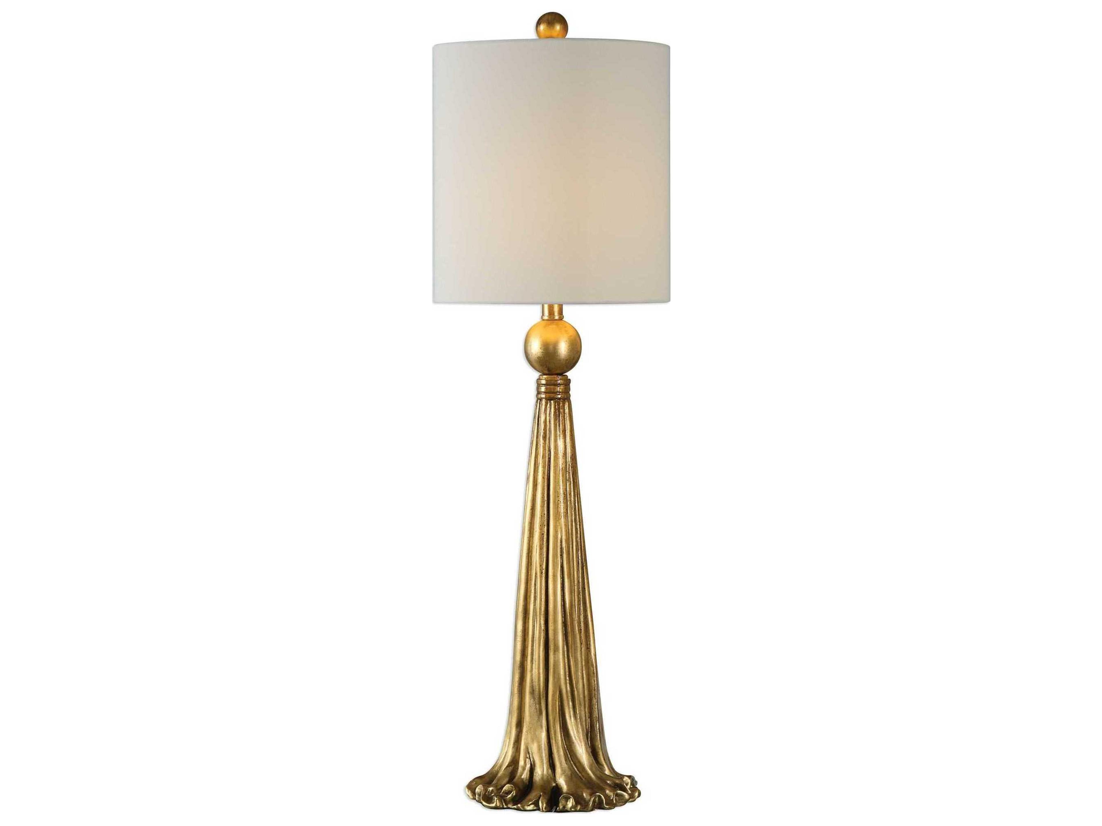 Paravani Antiqued Metallic Gold Round Hardback Drum Buffet Lamp