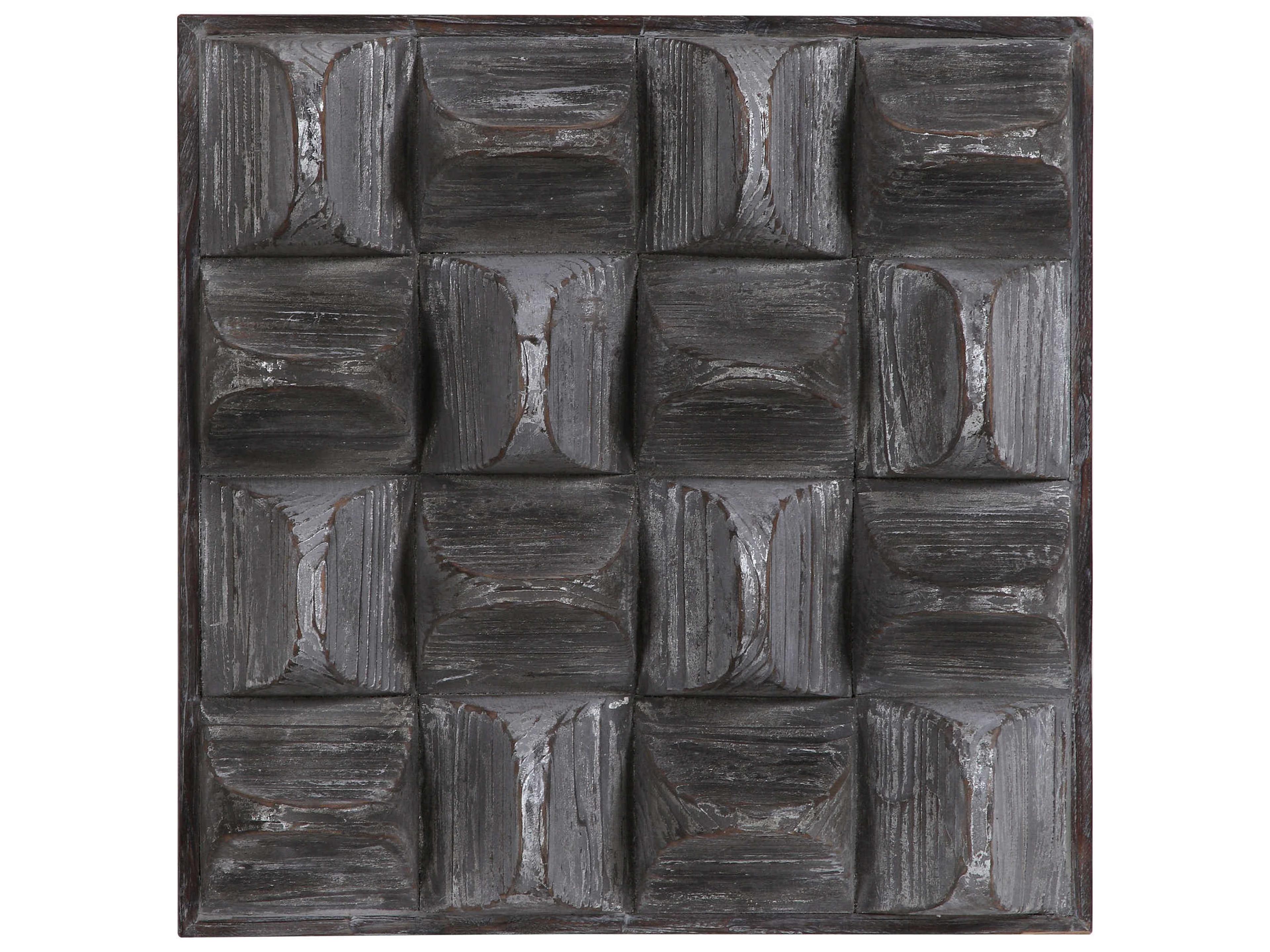 Uttermost Pickford Distressed Aged Gray Wash / Silver Wood Wall Art