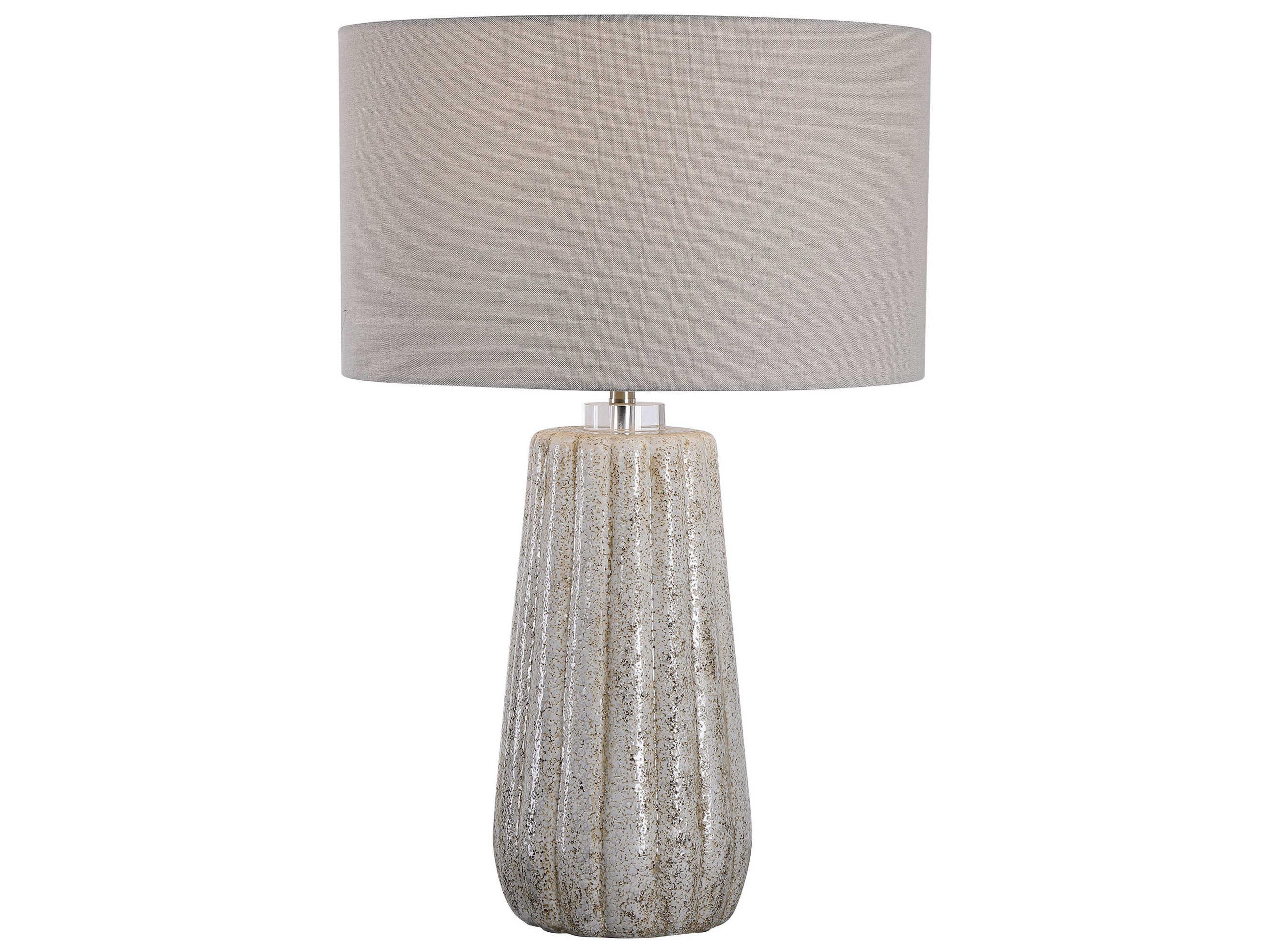 Pikes Crystal Round Drum Hardback White Buffet Lamp