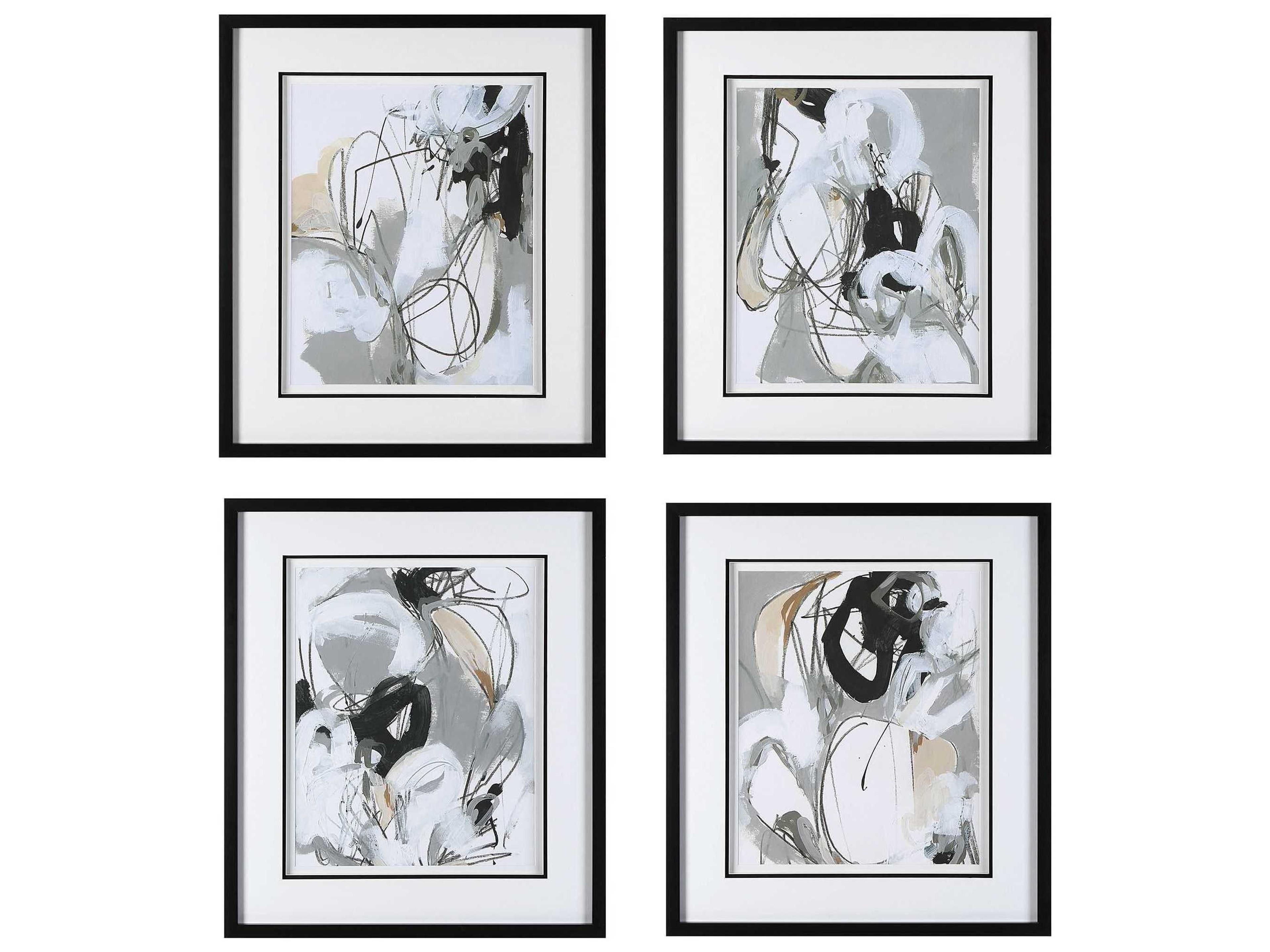 Uttermost Tangled Threads Abstract Framed Prints Set of 4
