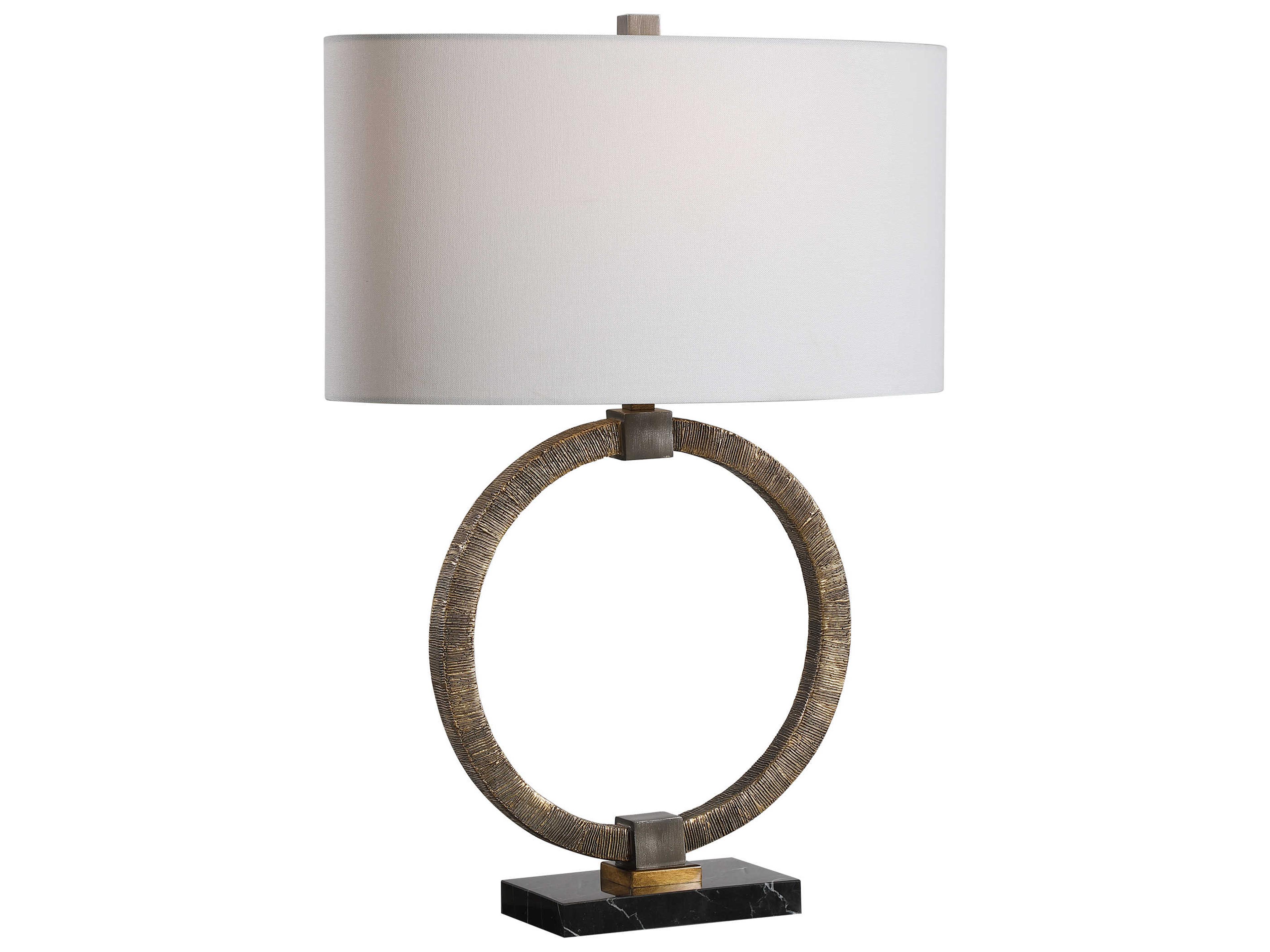 Uttermost Relic Antiqued Gold Oval Hardback Shade Buffet Lamp