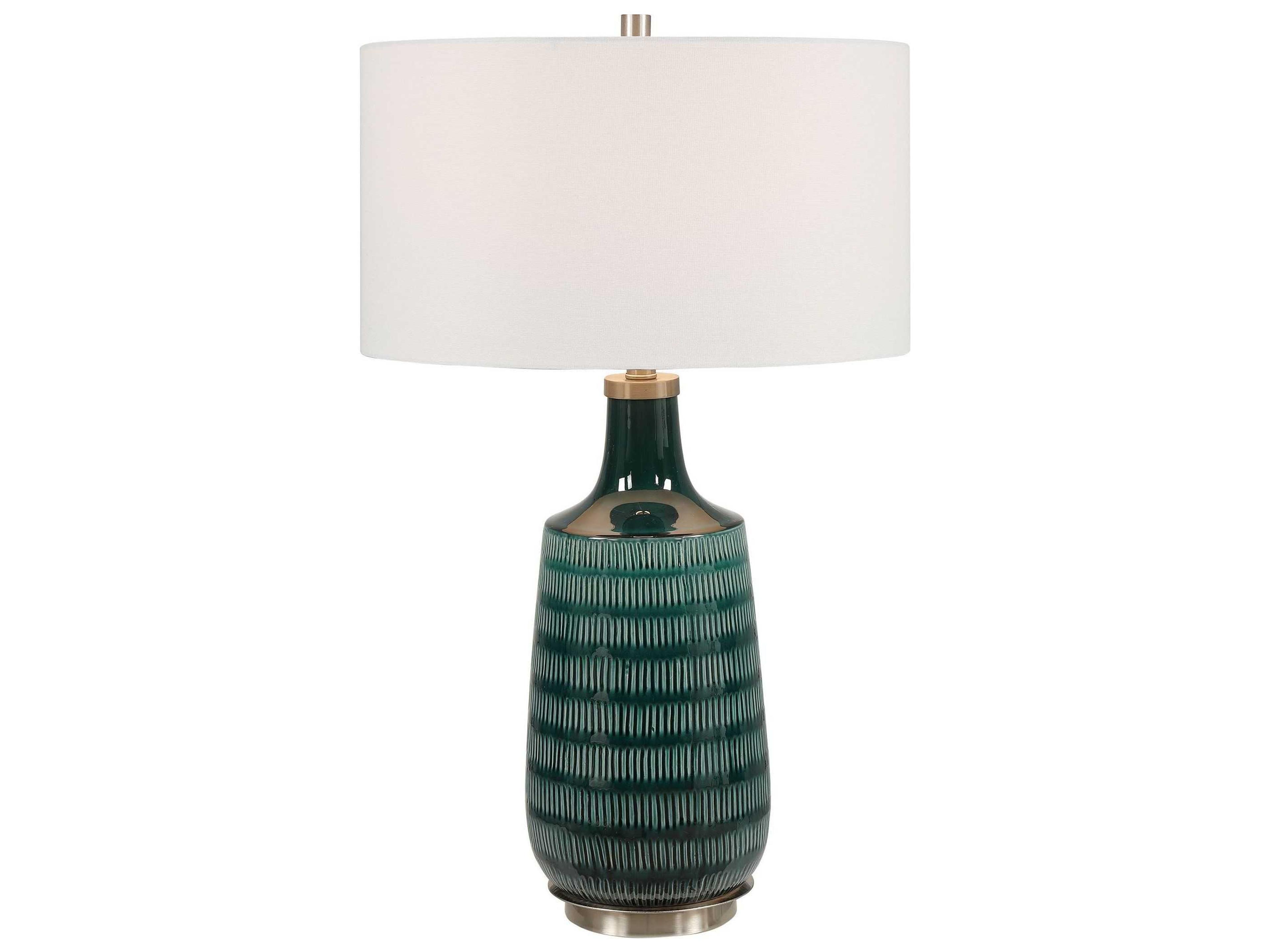 Scouts Deep Teal Round Drum Hardback Shade Green Buffet Lamp