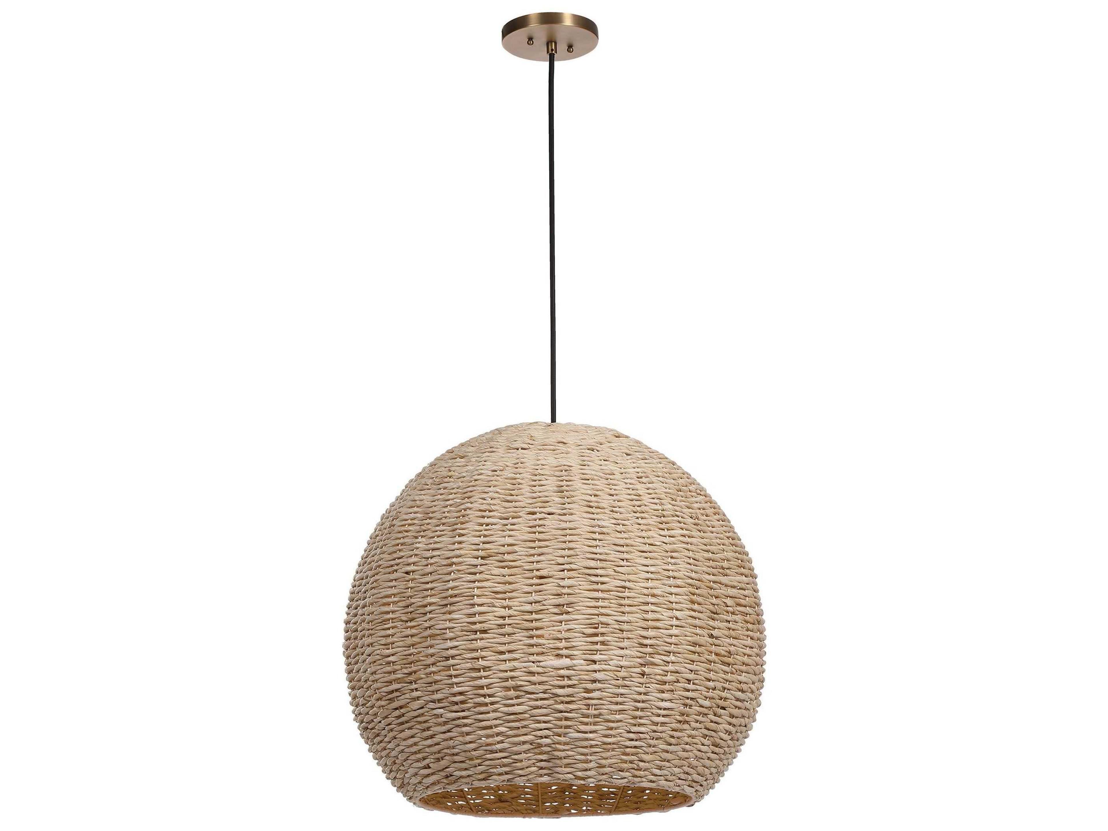 Seagrass 1-Light Antique Brass Dome Pendant