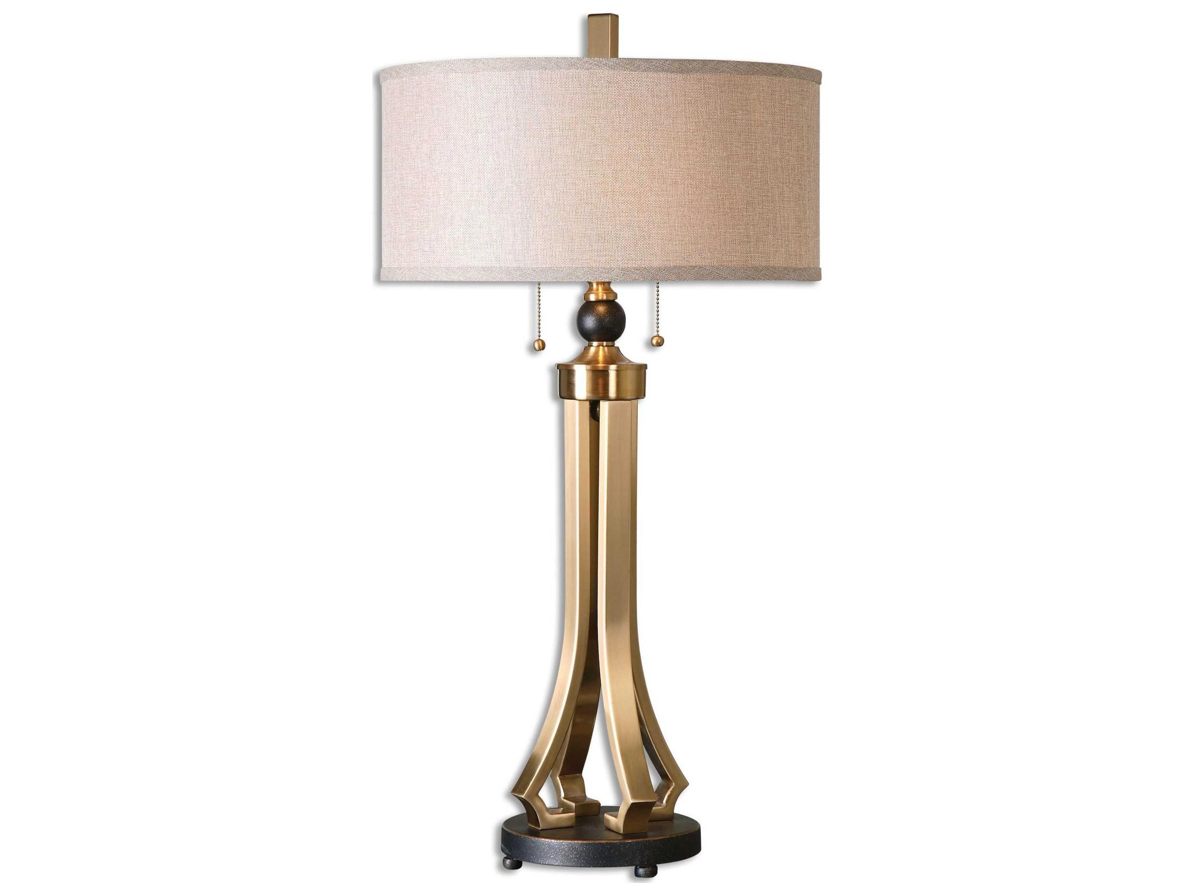 Uttermost Selvino Brushed Brass Round Hardback Drum Table Lamp